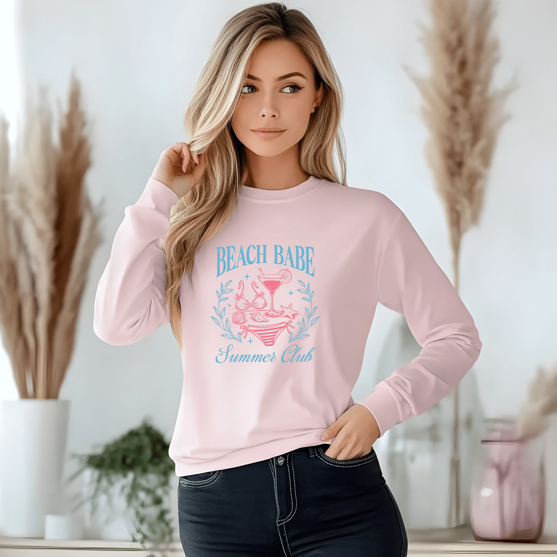 Beach Babe Long Sleeve T-Shirt, Beach Vacation Top, Summer Club Shirt, Casual Summer Wear, Gift for Beach Lovers - Shirt Happens Graphics