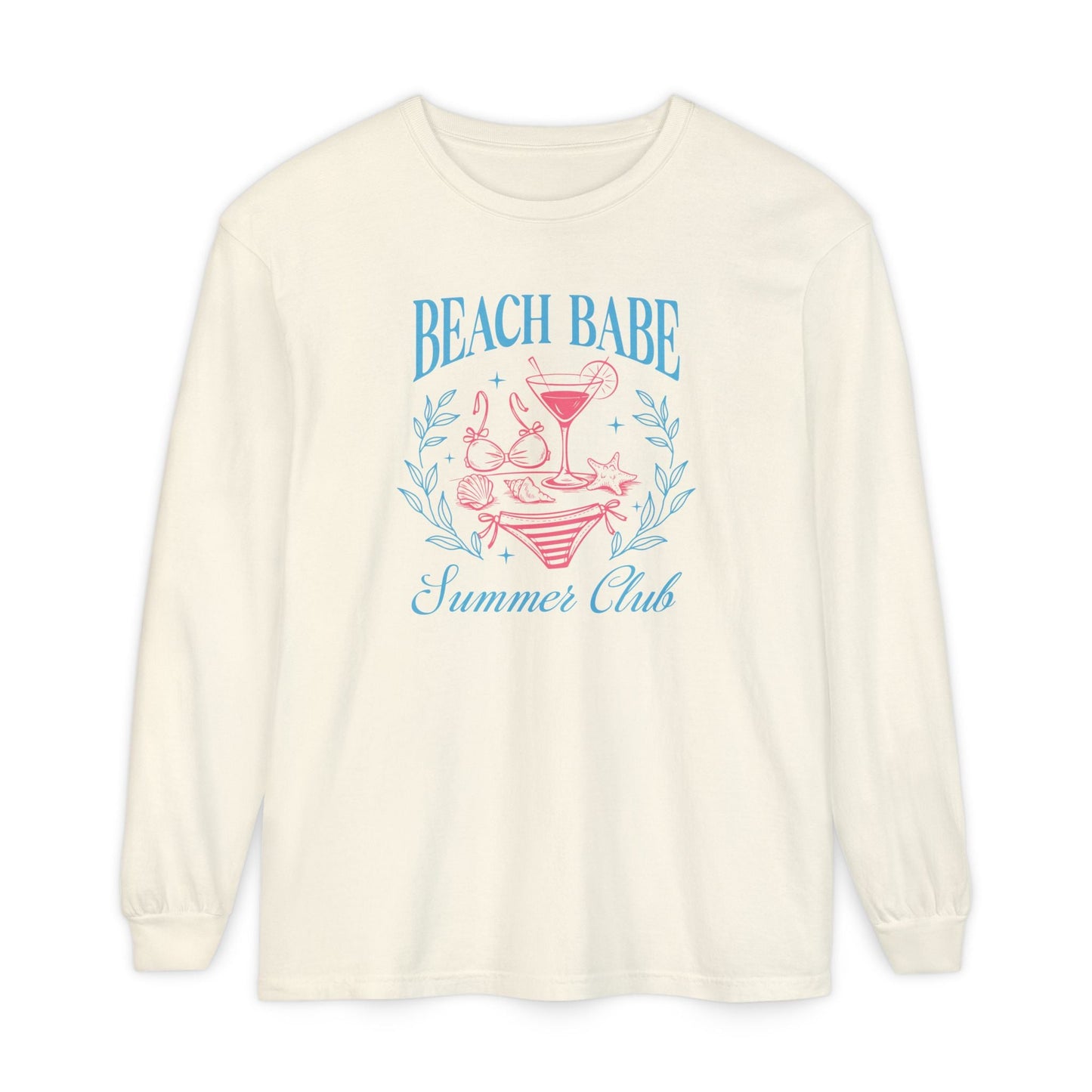 Beach Babe Long Sleeve T-Shirt, Beach Vacation Top, Summer Club Shirt, Casual Summer Wear, Gift for Beach Lovers - Shirt Happens Graphics