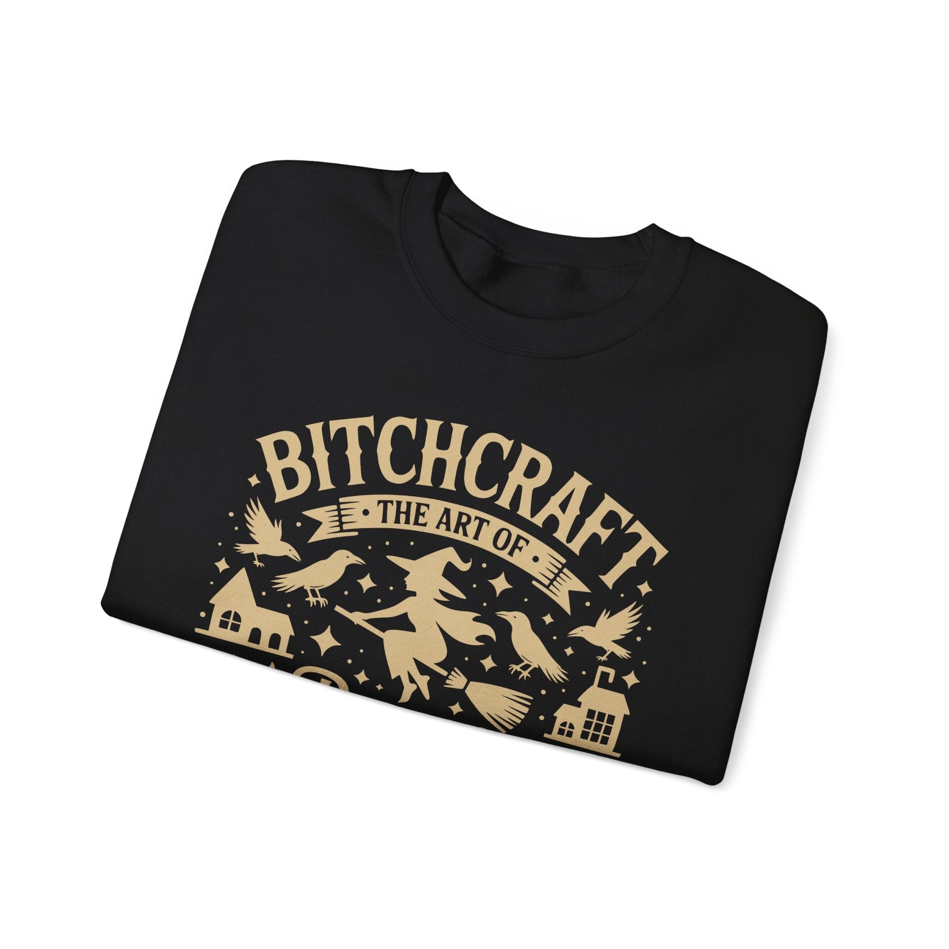 Bitchcraft Crewneck Sweatshirt, Cozy Witchy Apparel, Halloween Gift, Unisex Sweatshirt, Unique Gift for Her, Spooky Season Clothing - Shirt Happens Graphics