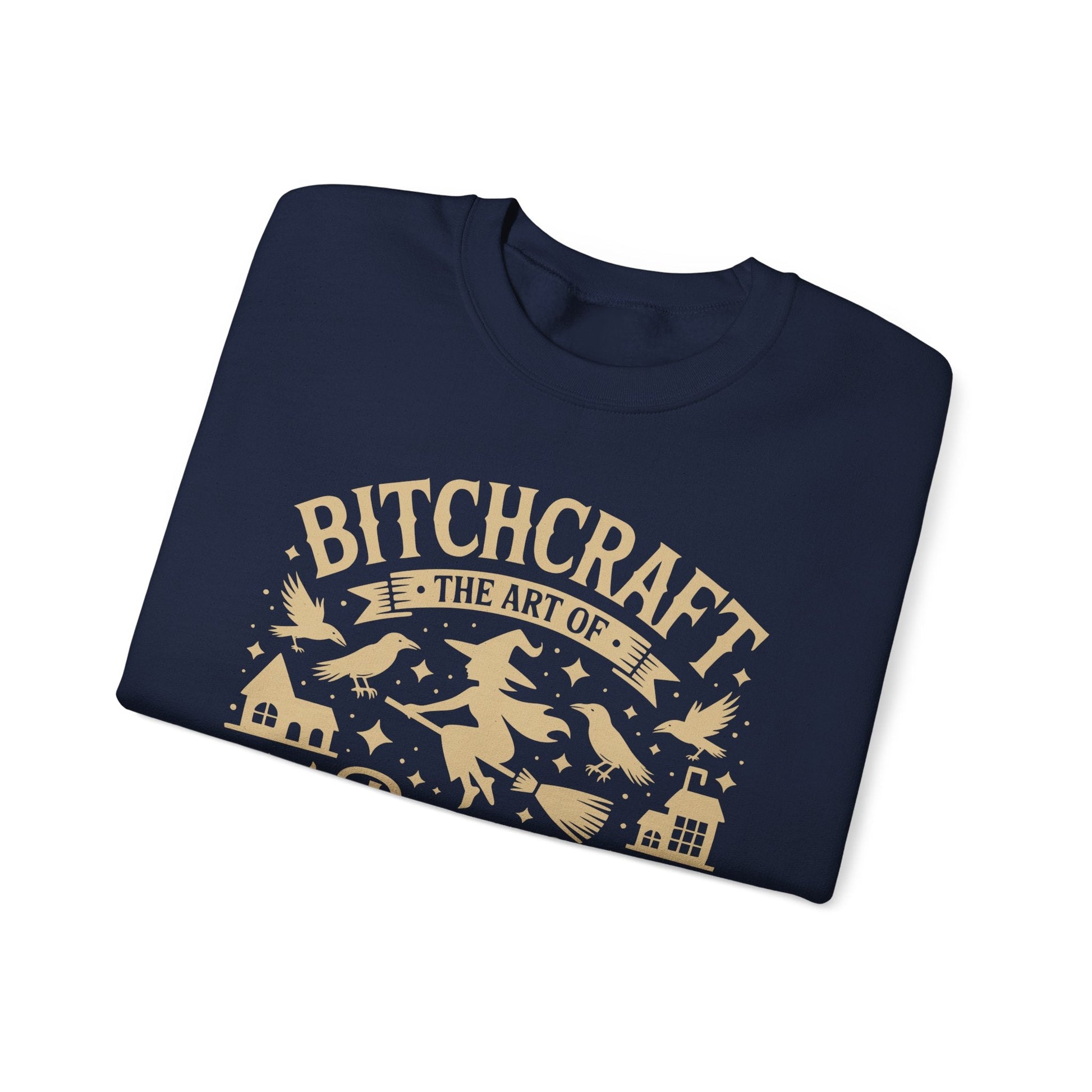 Bitchcraft Crewneck Sweatshirt, Cozy Witchy Apparel, Halloween Gift, Unisex Sweatshirt, Unique Gift for Her, Spooky Season Clothing - Shirt Happens Graphics