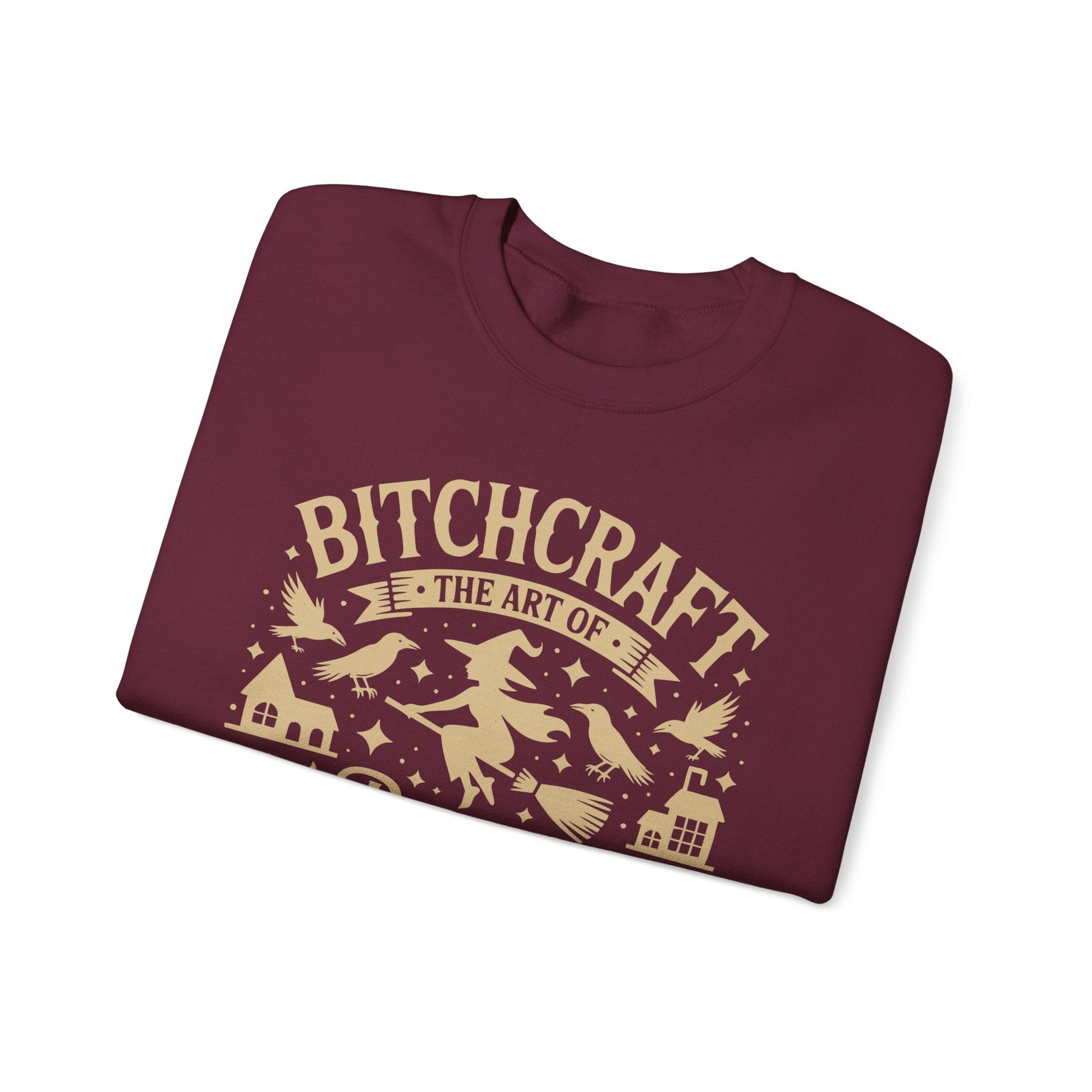 Bitchcraft Crewneck Sweatshirt, Cozy Witchy Apparel, Halloween Gift, Unisex Sweatshirt, Unique Gift for Her, Spooky Season Clothing - Shirt Happens Graphics