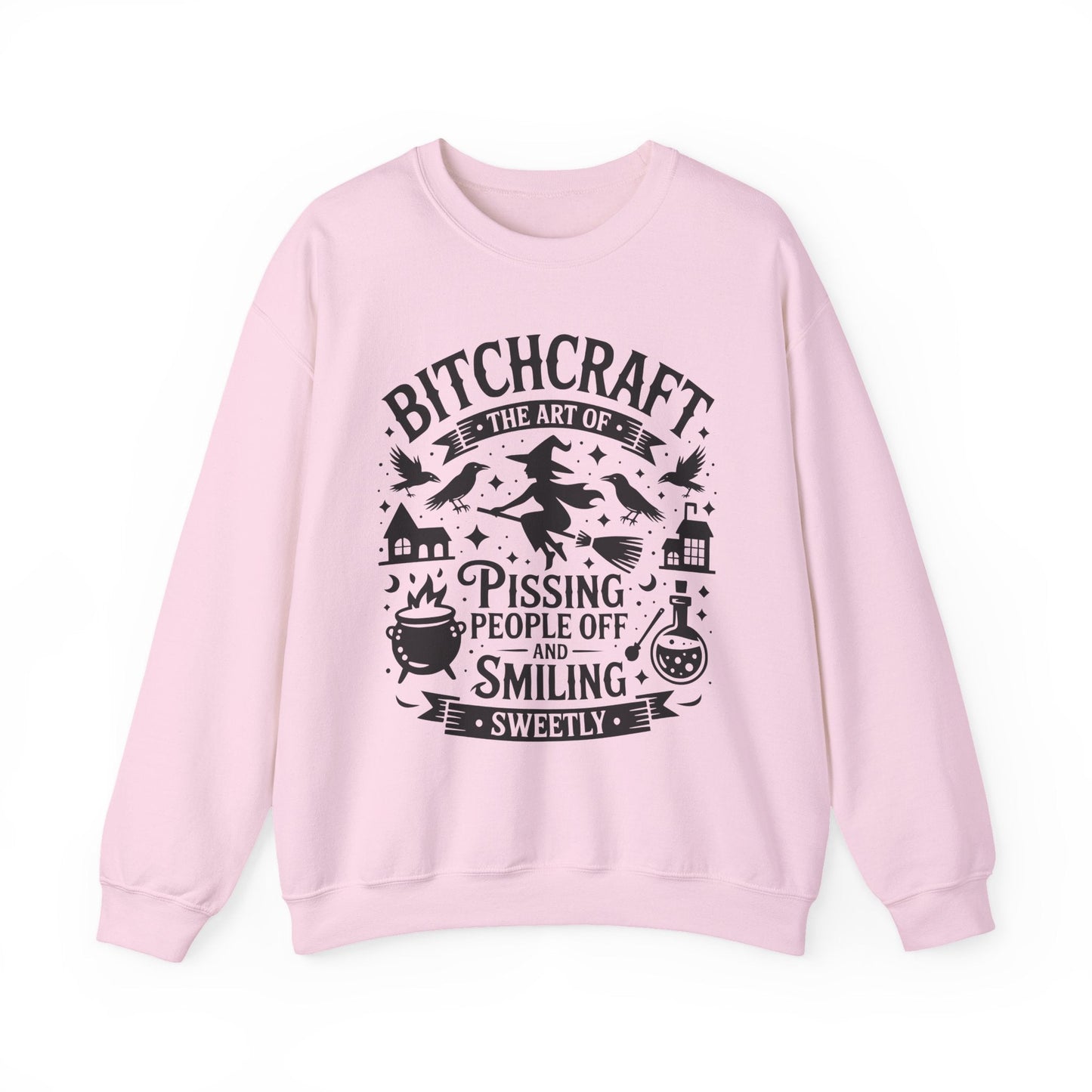 Bitchcraft Sweatshirt - Cozy Unisex Crewneck with Fun Quote, Funny Gift, Witchy Apparel, Halloween, Humor, Everyday Comfort - Shirt Happens Graphics