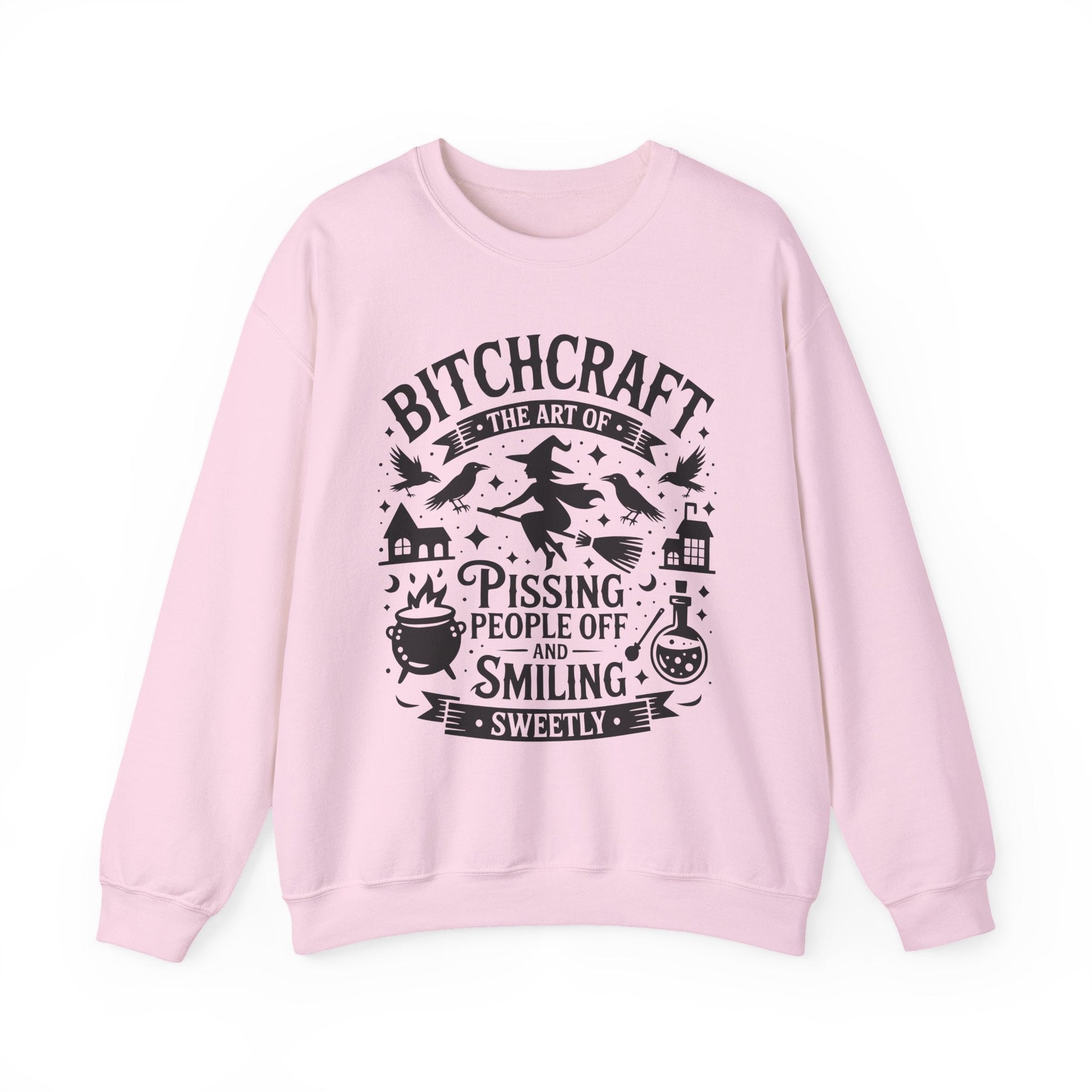 Bitchcraft Sweatshirt - Cozy Unisex Crewneck with Fun Quote, Funny Gift, Witchy Apparel, Halloween, Humor, Everyday Comfort - Shirt Happens Graphics