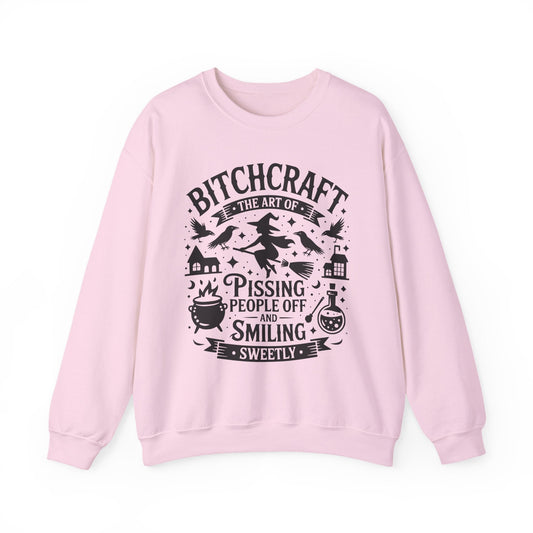 Bitchcraft Sweatshirt - Cozy Unisex Crewneck with Fun Quote, Funny Gift, Witchy Apparel, Halloween, Humor, Everyday Comfort - Shirt Happens Graphics