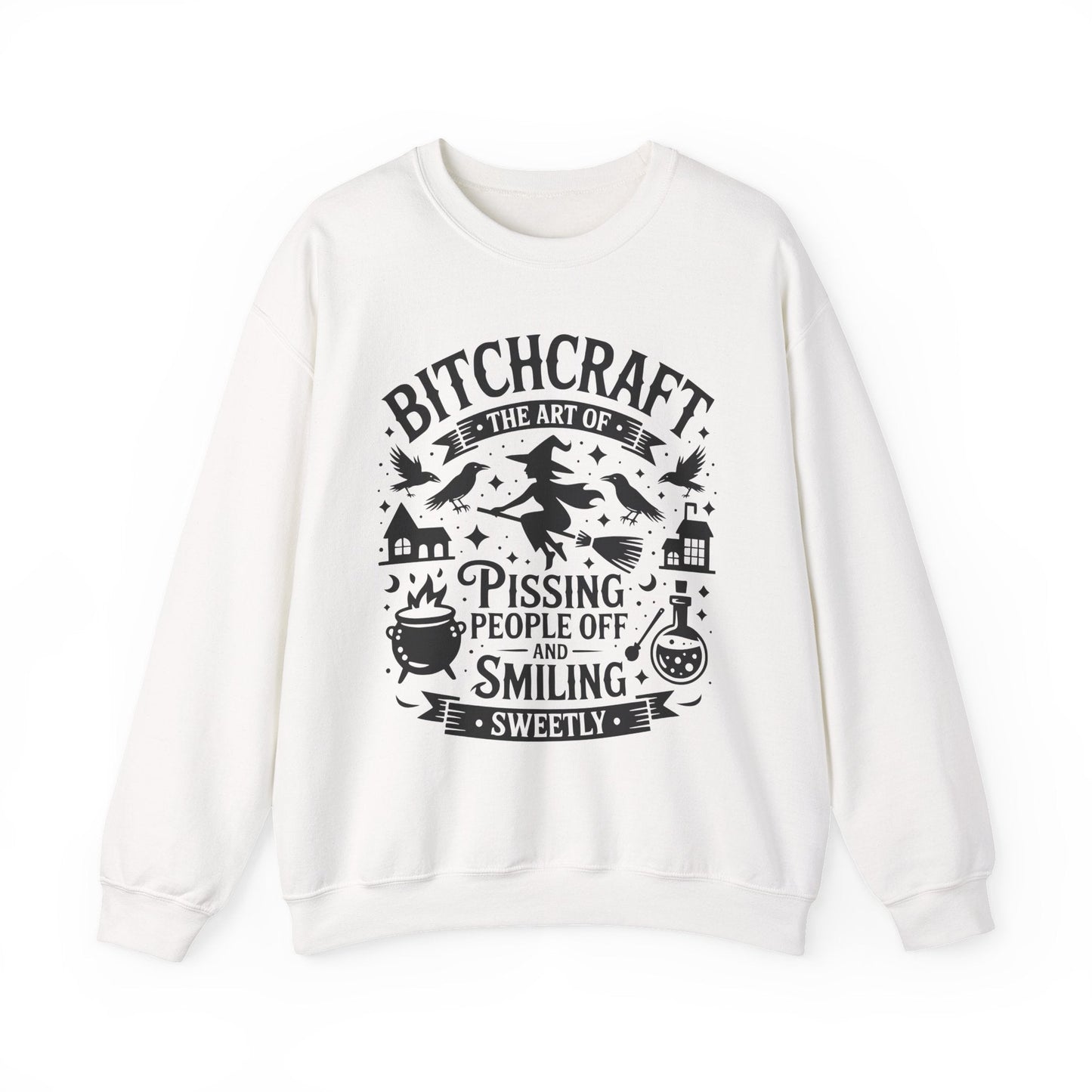 Bitchcraft Sweatshirt - Cozy Unisex Crewneck with Fun Quote, Funny Gift, Witchy Apparel, Halloween, Humor, Everyday Comfort - Shirt Happens Graphics