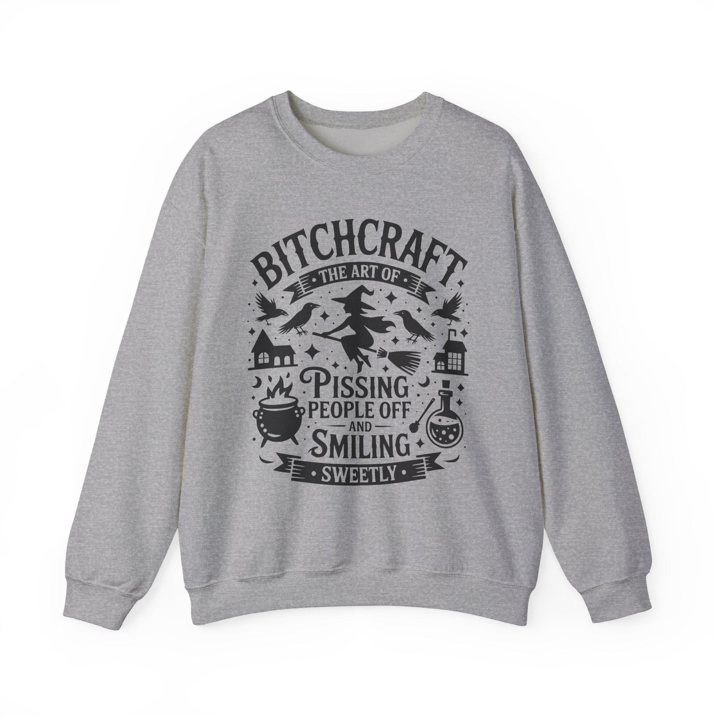Bitchcraft Sweatshirt - Cozy Unisex Crewneck with Fun Quote, Funny Gift, Witchy Apparel, Halloween, Humor, Everyday Comfort - Shirt Happens Graphics