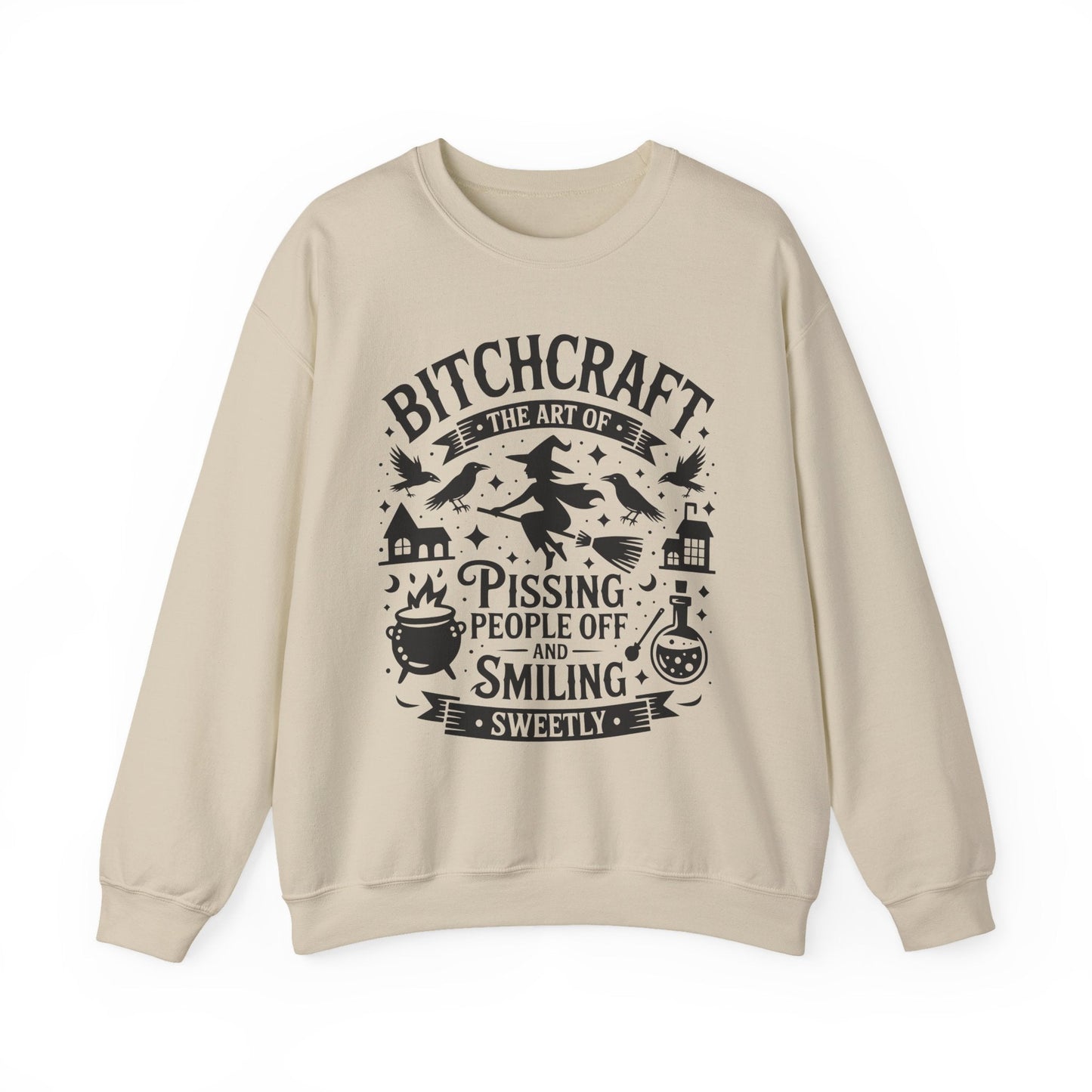Bitchcraft Sweatshirt - Cozy Unisex Crewneck with Fun Quote, Funny Gift, Witchy Apparel, Halloween, Humor, Everyday Comfort - Shirt Happens Graphics