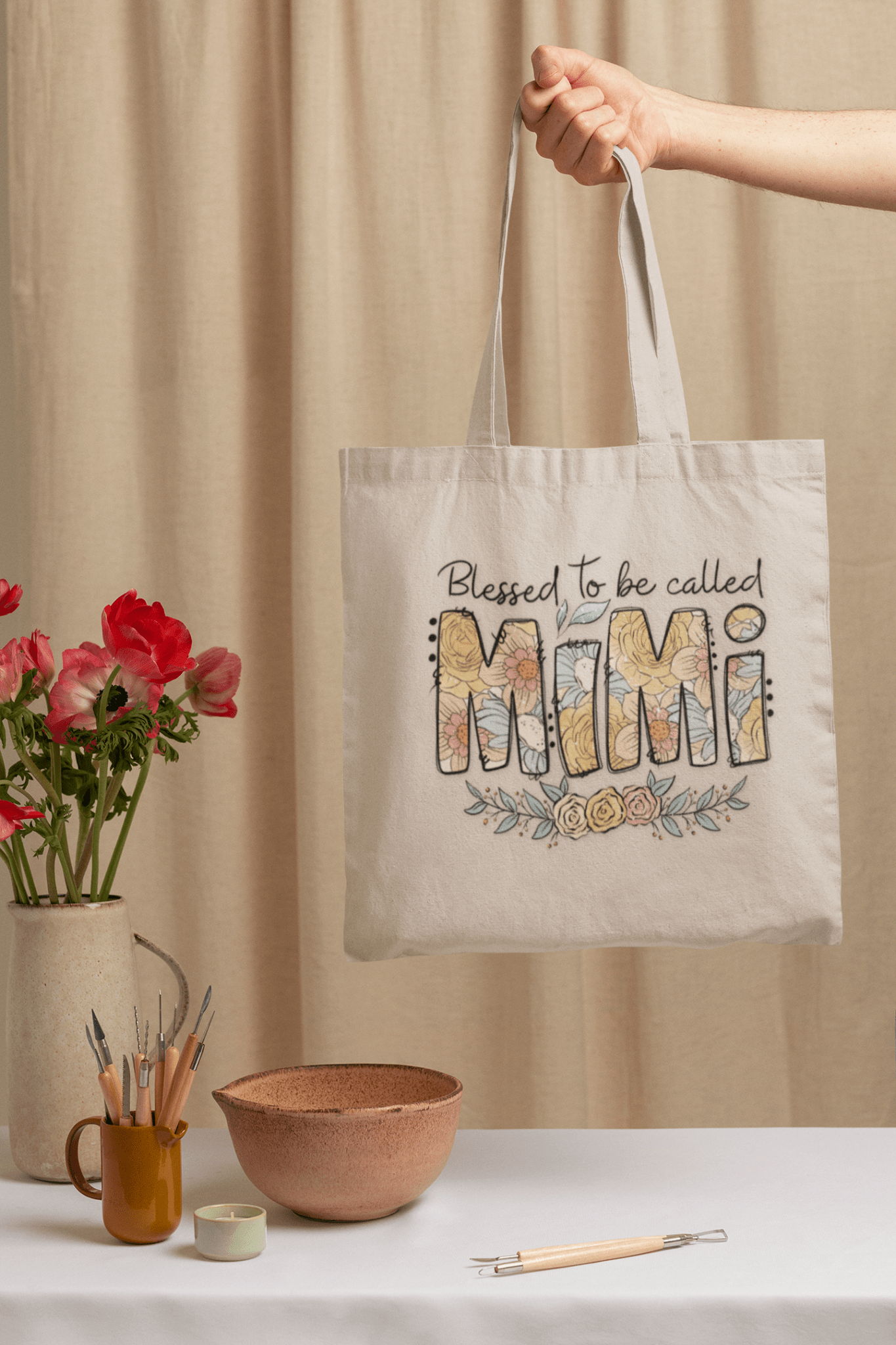 Blessed to be Called Mimi Tote Bag, Cute Gift for Grandmothers, Eco - Friendly Shopping Bag, Birthday Present, Personalized Canvas Tote - Shirt Happens Graphics