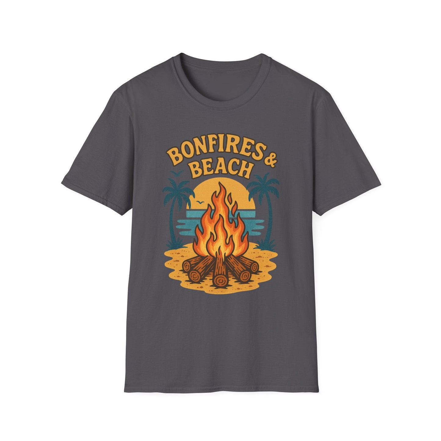 Bonfires & Beach T-Shirt – Perfect for Summer Nights - Shirt Happens Graphics