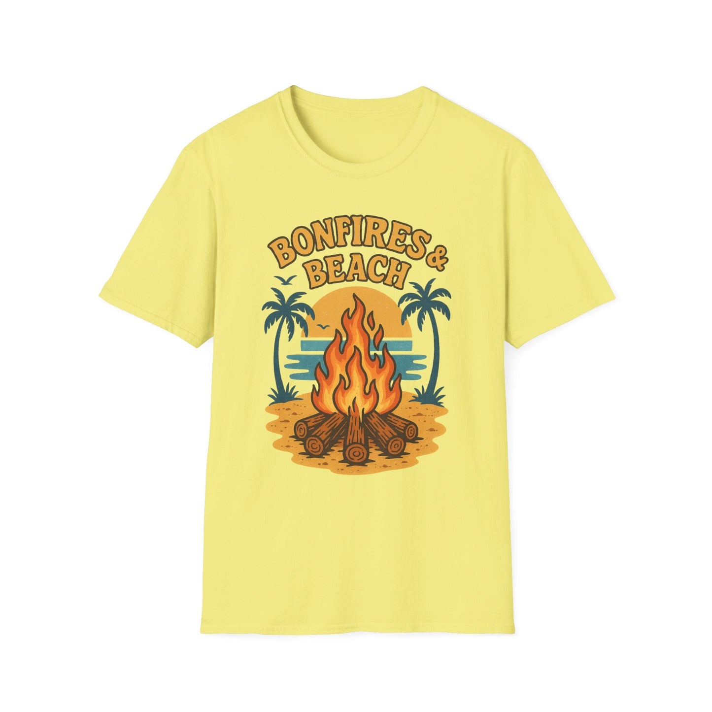 Bonfires & Beach T-Shirt – Perfect for Summer Nights - Shirt Happens Graphics