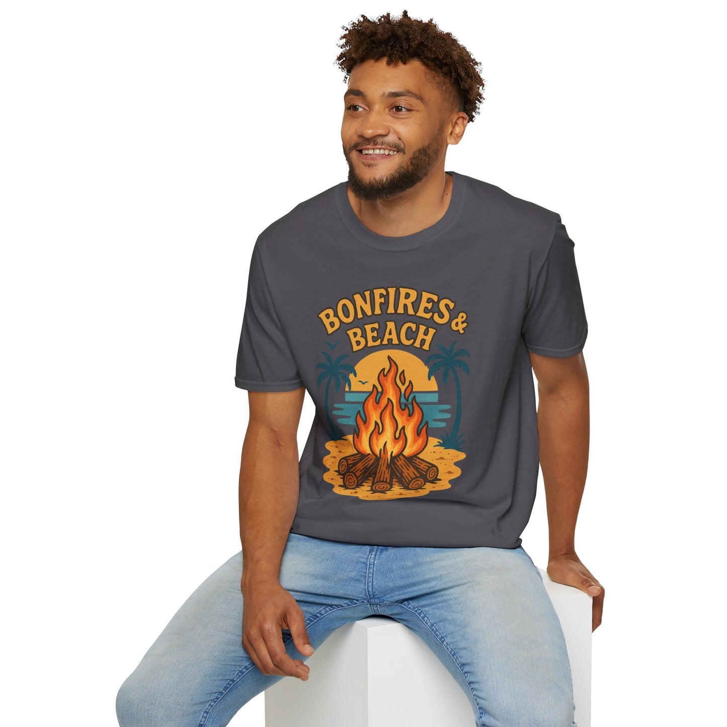 Bonfires & Beach T-Shirt – Perfect for Summer Nights - Shirt Happens Graphics