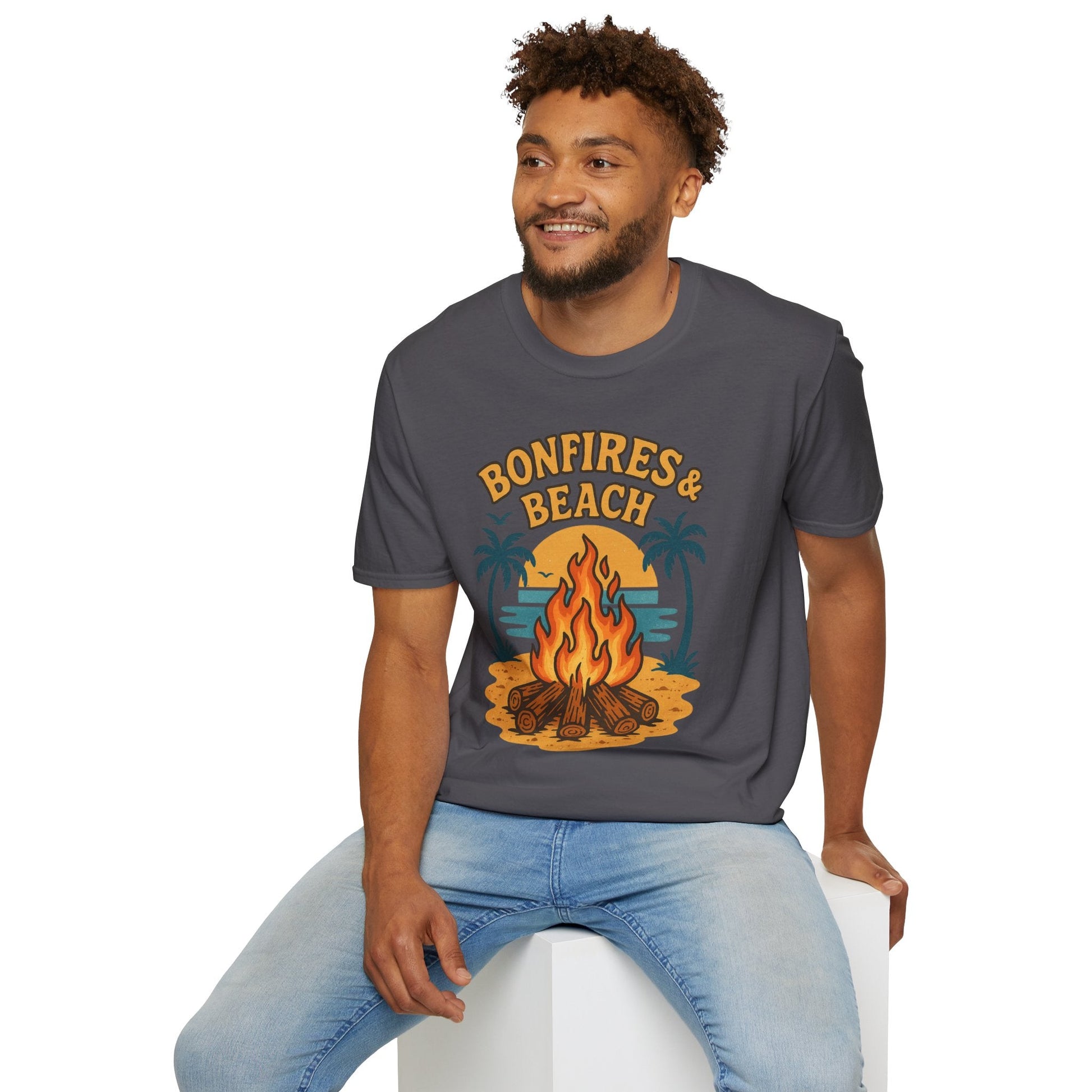 Bonfires & Beach T-Shirt – Perfect for Summer Nights - Shirt Happens Graphics