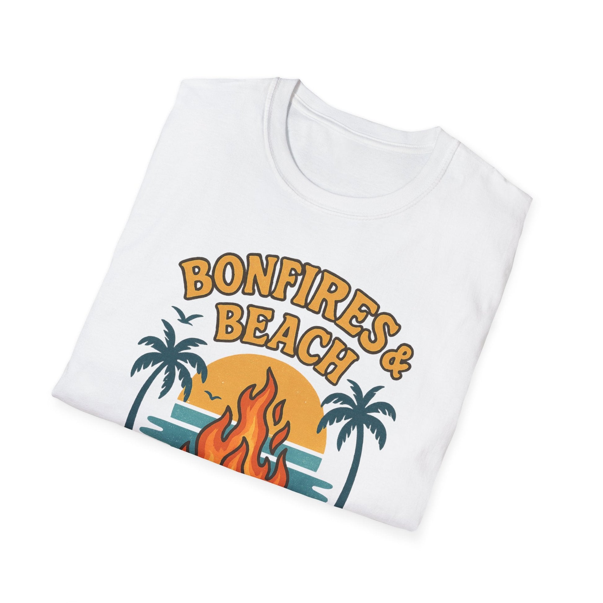 Bonfires & Beach T-Shirt – Perfect for Summer Nights - Shirt Happens Graphics