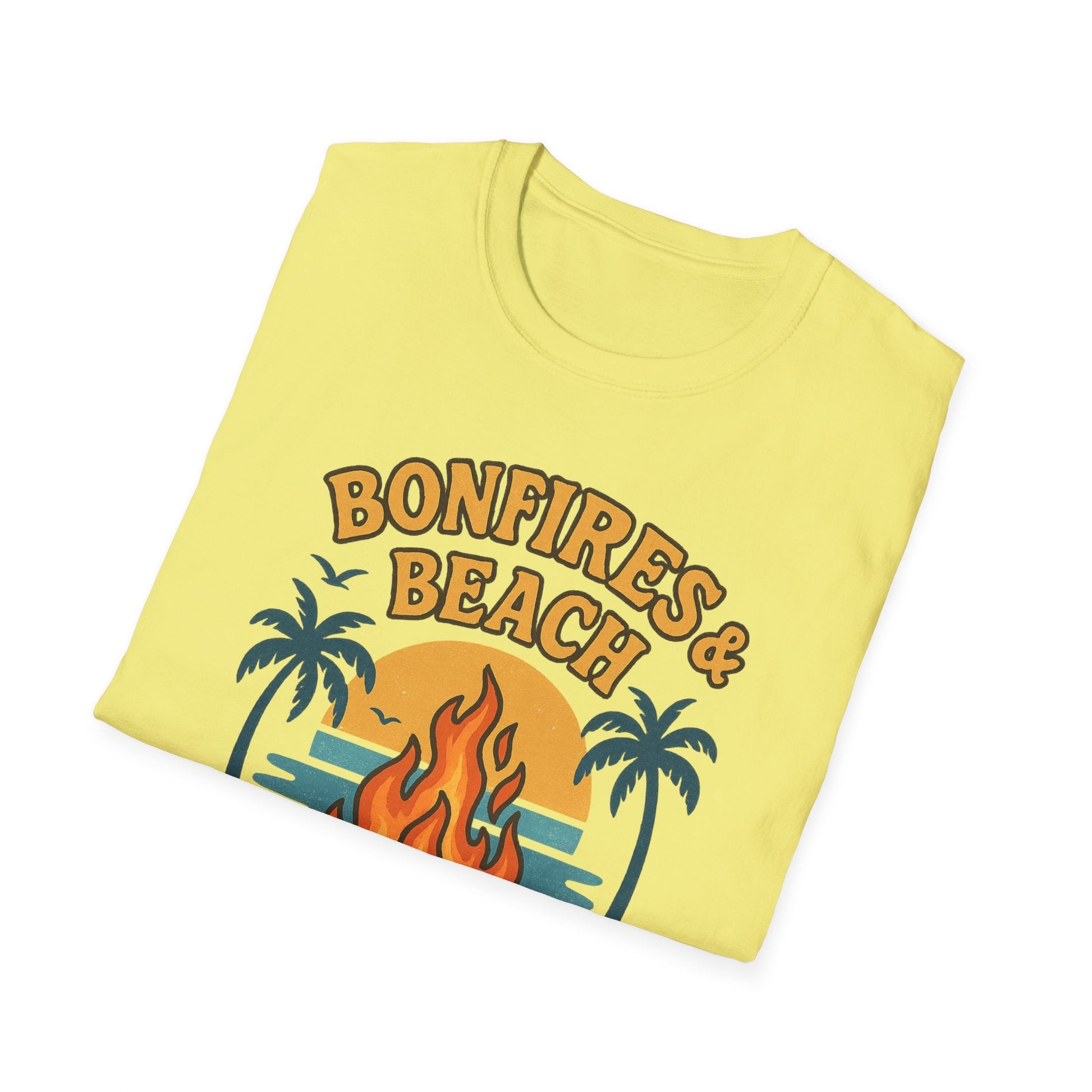 Bonfires & Beach T-Shirt – Perfect for Summer Nights - Shirt Happens Graphics