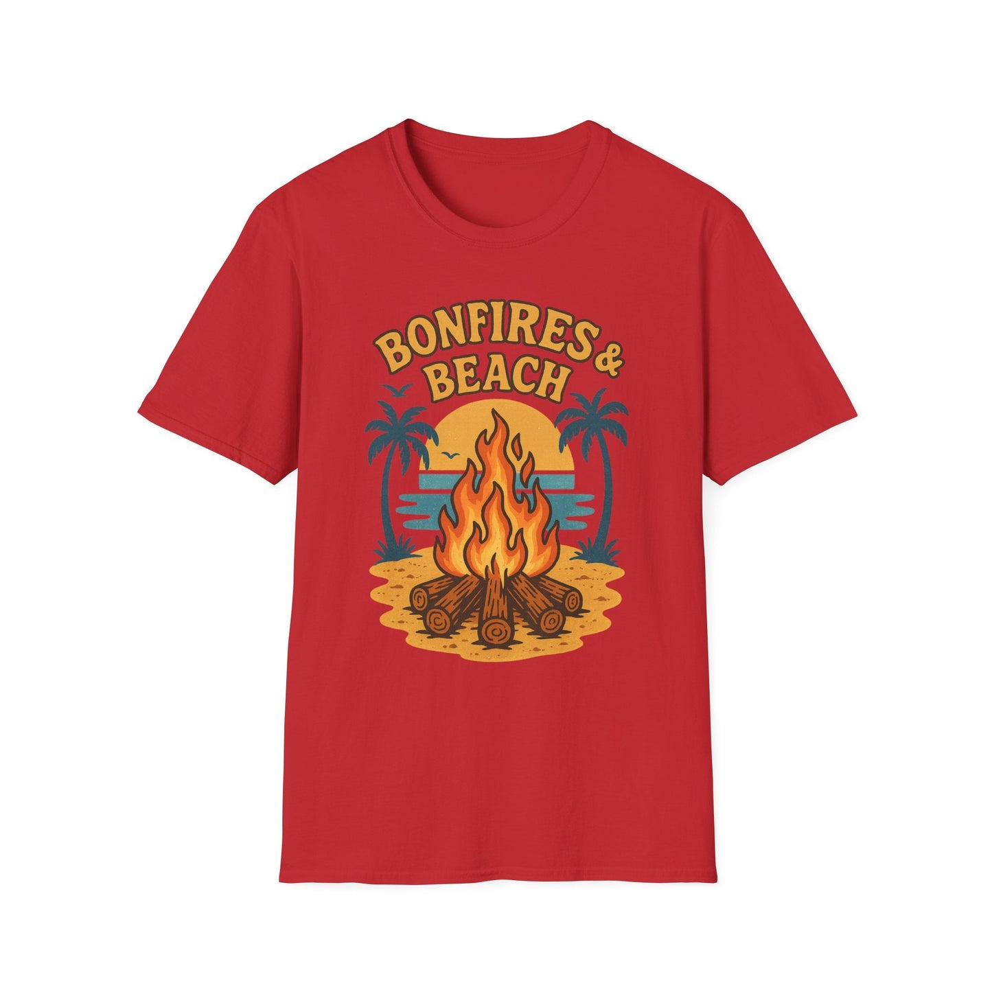 Bonfires & Beach T-Shirt – Perfect for Summer Nights - Shirt Happens Graphics