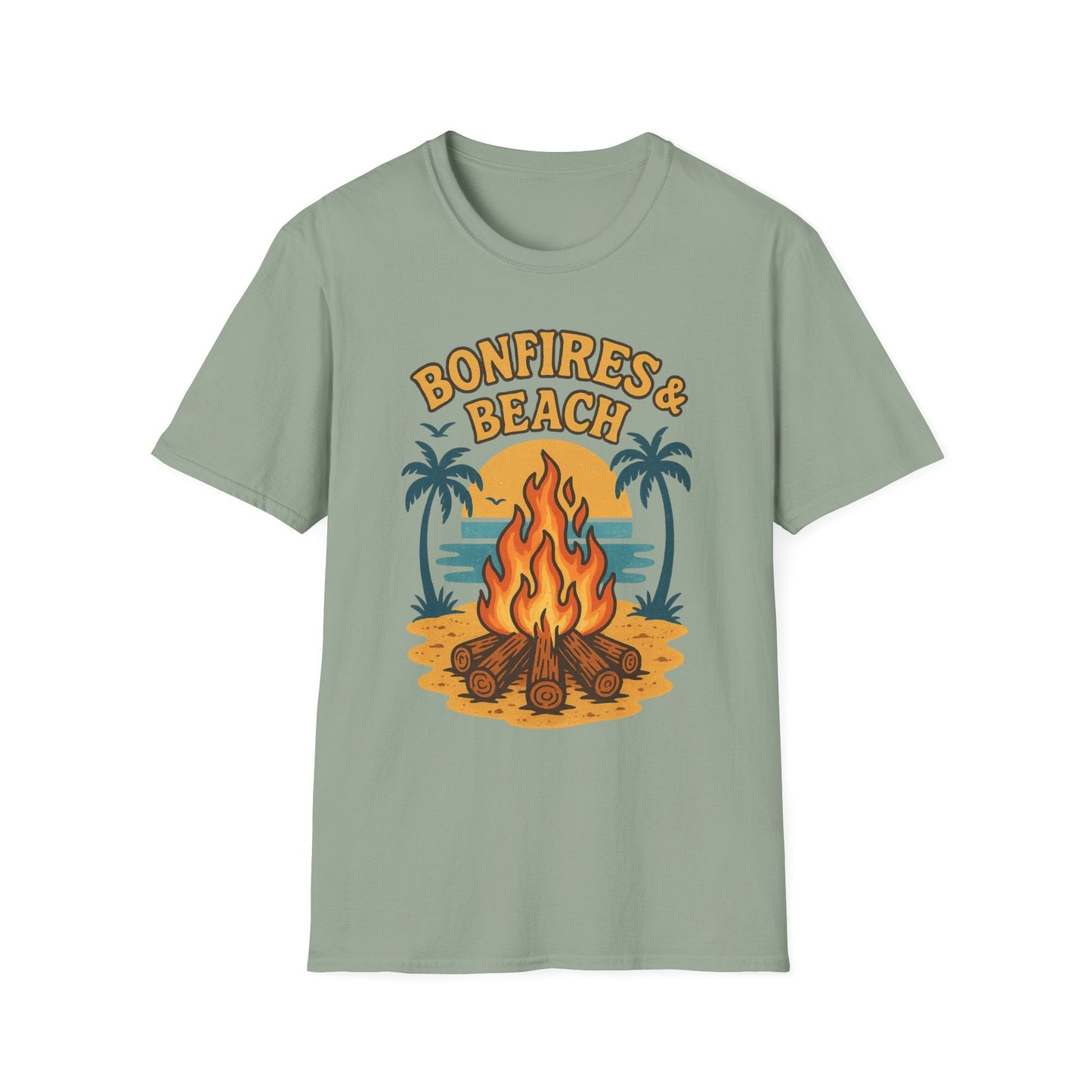 Bonfires & Beach T-Shirt – Perfect for Summer Nights - Shirt Happens Graphics