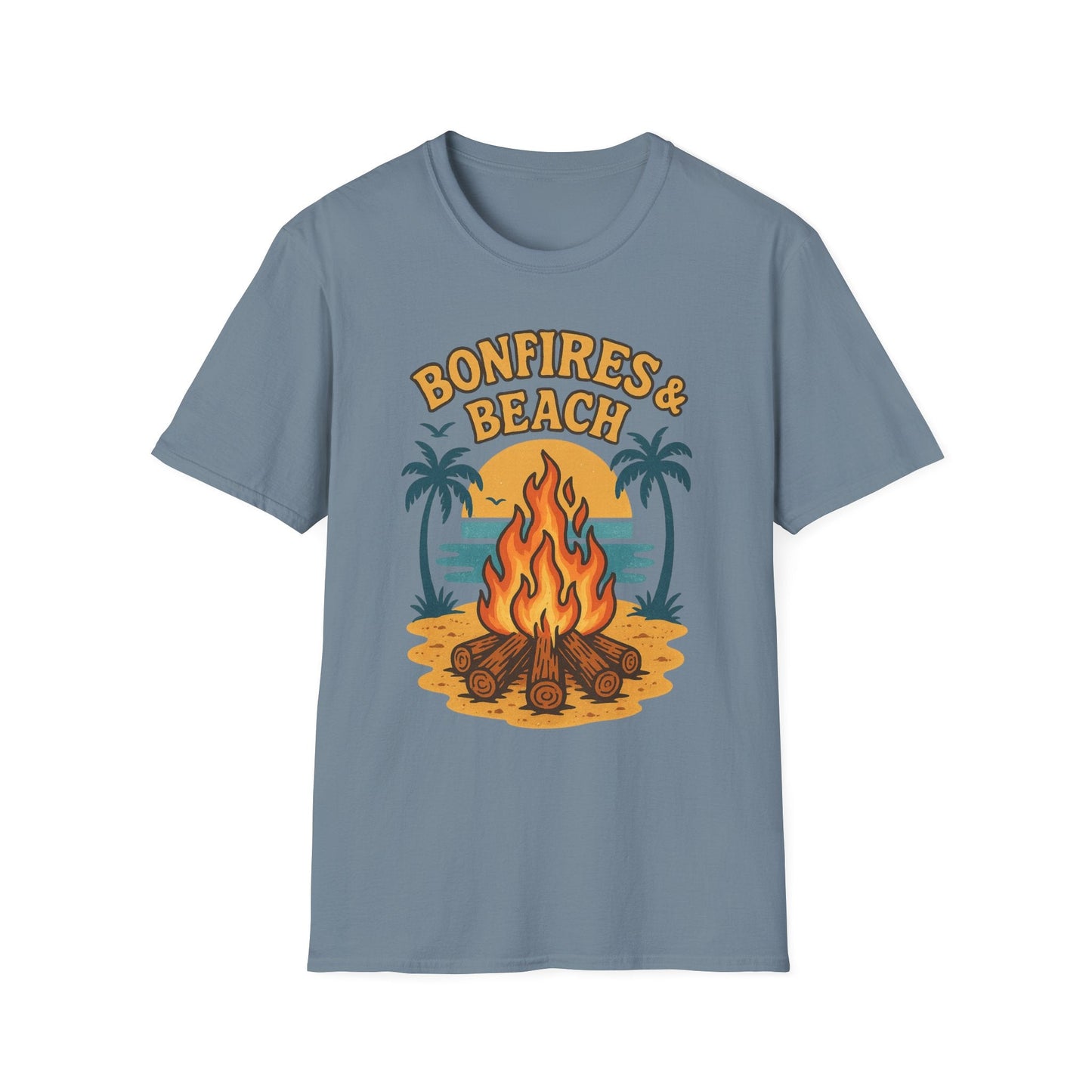 Bonfires & Beach T-Shirt – Perfect for Summer Nights - Shirt Happens Graphics