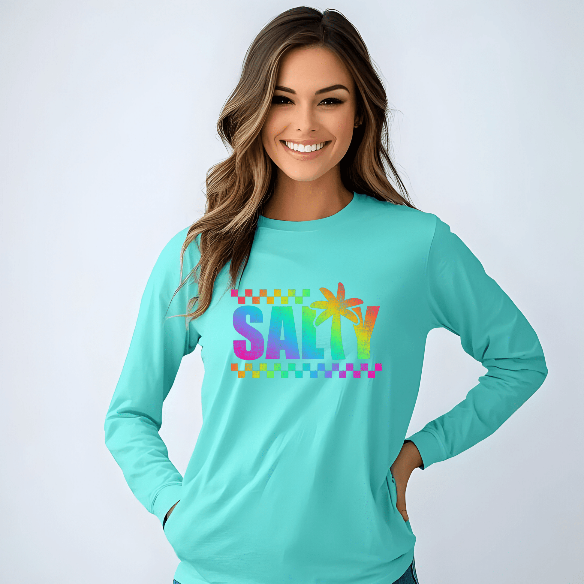 Colorful Long Sleeve T-Shirt | Summer Vibes, Beachwear, Unisex Fashion, Gift for Her/Him, Casual Wear - Shirt Happens Graphics