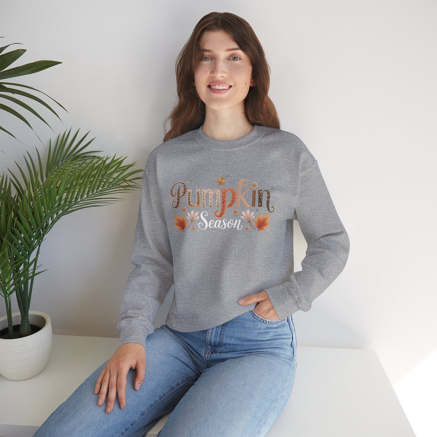 Cozy Pumpkin Fall Sweatshirt, Autumn Fashion, Unisex Crewneck, Seasonal Apparel, Harvest Celebration, Thanksgiving Outfit - Shirt Happens Graphics