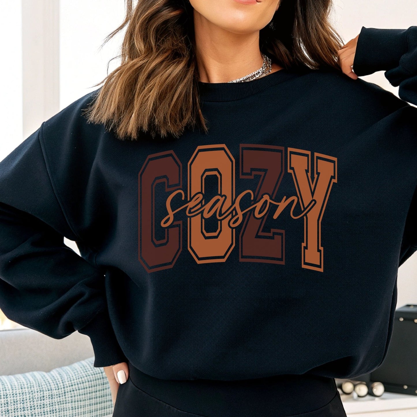 Cozy Season Crewneck Sweatshirt | Unisex Sweatshirt, Fall Essentials, Comfy Gift, Cozy Vibes, Holiday Apparel - Shirt Happens Graphics