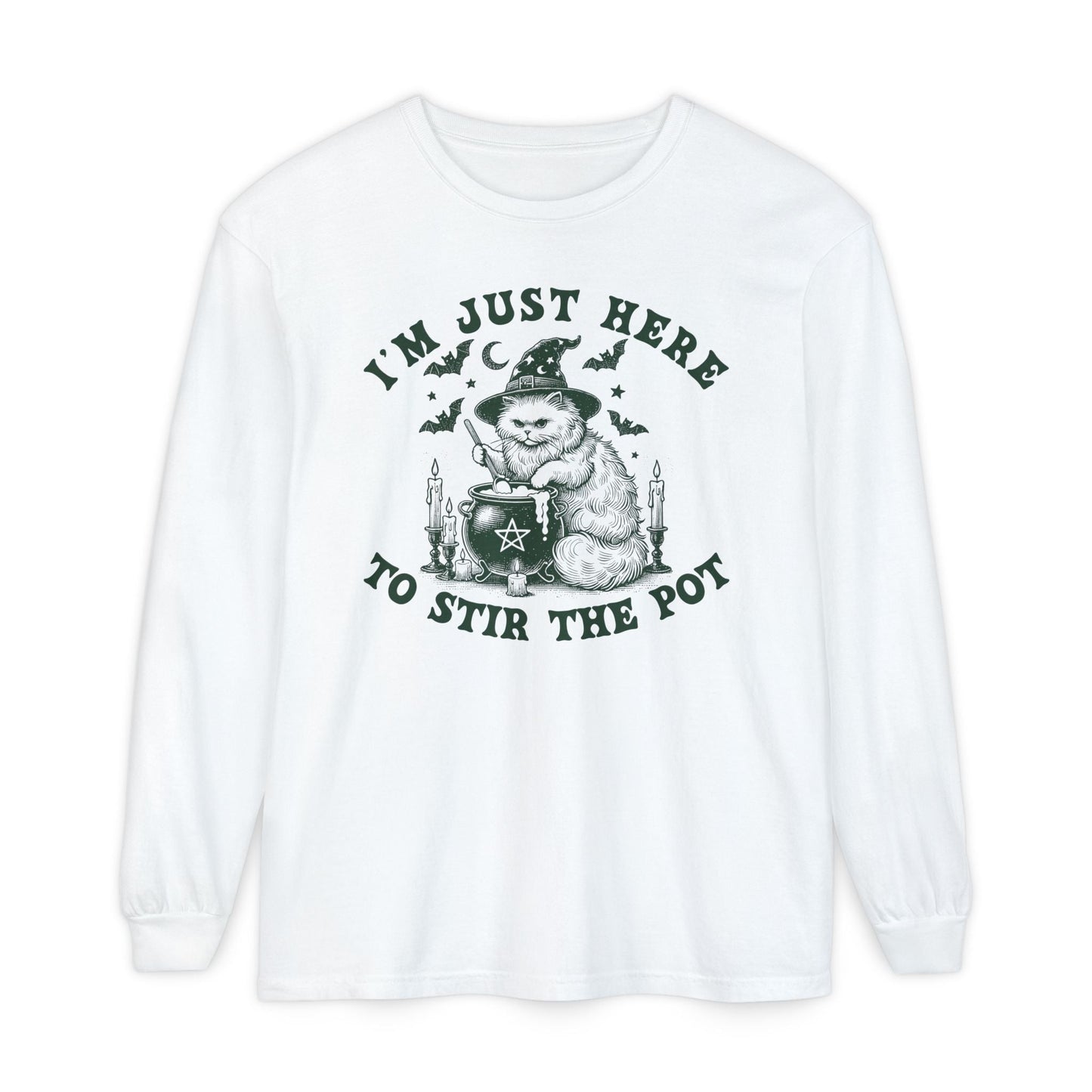 Cozy Witchy Long Sleeve T-Shirt, Halloween Tee, Gift for Friends, Unisex Graphic Shirt, Fun Casual Wear, Magical Humor Apparel - Shirt Happens Graphics