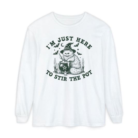 Cozy Witchy Long Sleeve T-Shirt, Halloween Tee, Gift for Friends, Unisex Graphic Shirt, Fun Casual Wear, Magical Humor Apparel - Shirt Happens Graphics