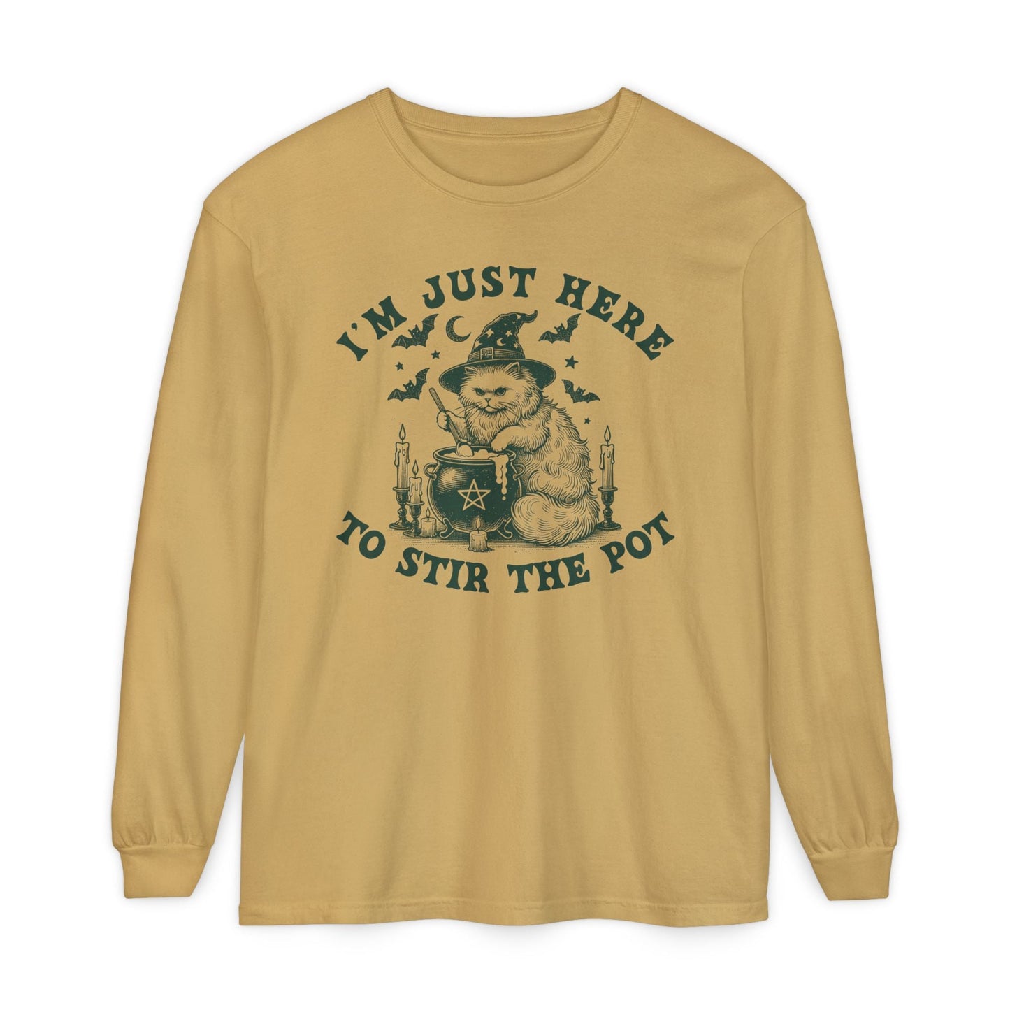 Cozy Witchy Long Sleeve T-Shirt, Halloween Tee, Gift for Friends, Unisex Graphic Shirt, Fun Casual Wear, Magical Humor Apparel - Shirt Happens Graphics