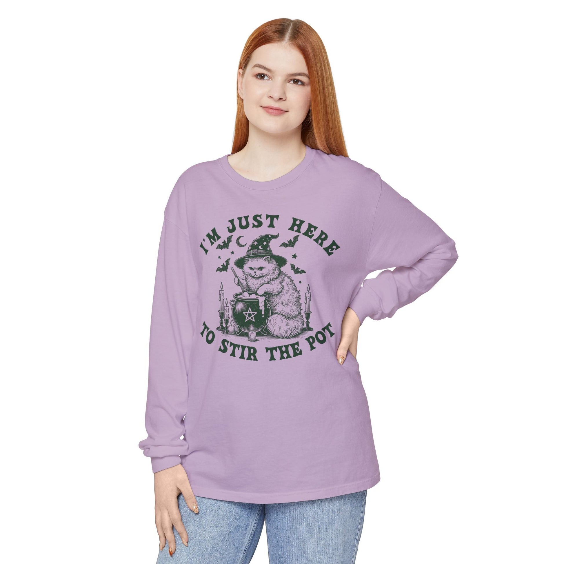 Cozy Witchy Long Sleeve T-Shirt, Halloween Tee, Gift for Friends, Unisex Graphic Shirt, Fun Casual Wear, Magical Humor Apparel - Shirt Happens Graphics