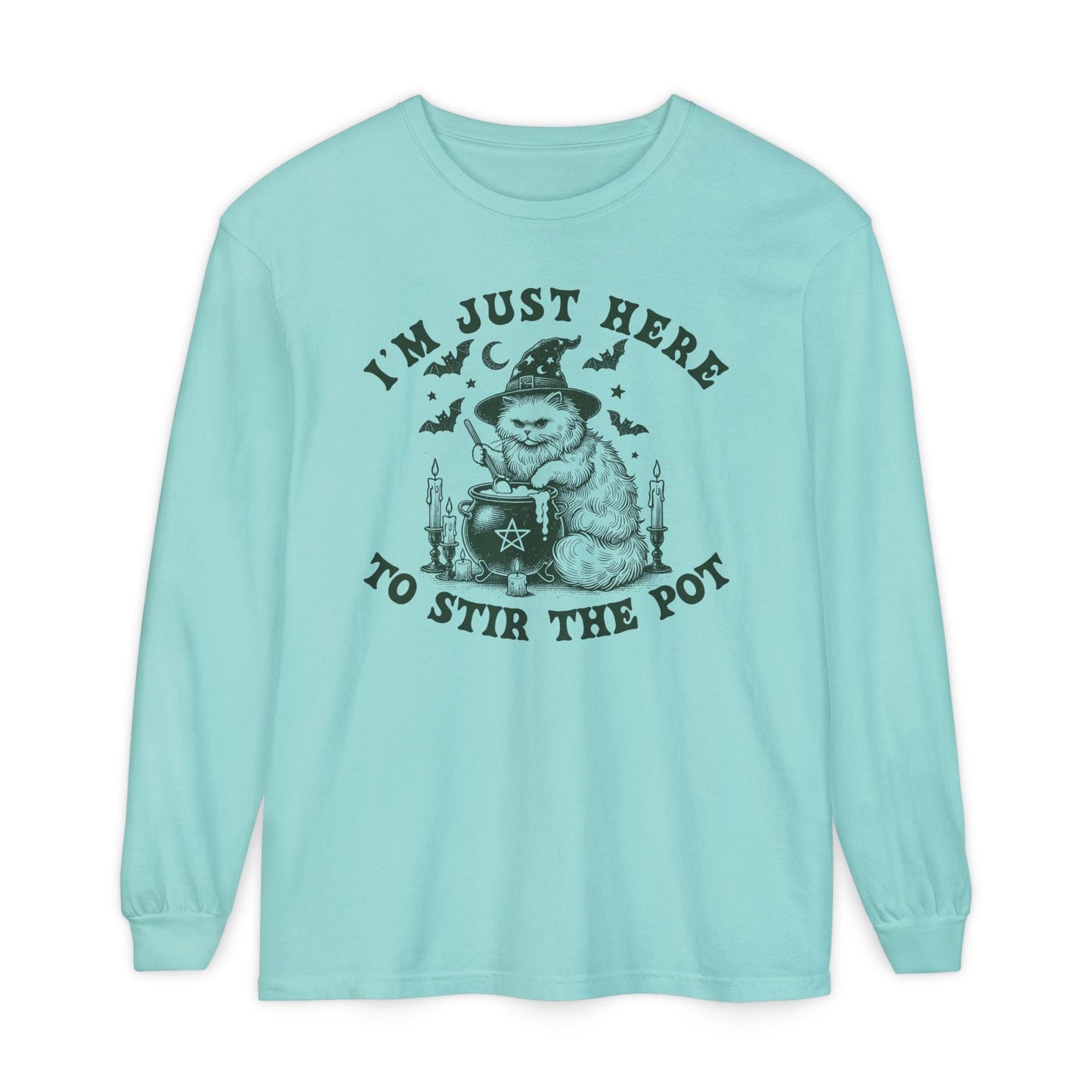 Cozy Witchy Long Sleeve T-Shirt, Halloween Tee, Gift for Friends, Unisex Graphic Shirt, Fun Casual Wear, Magical Humor Apparel - Shirt Happens Graphics