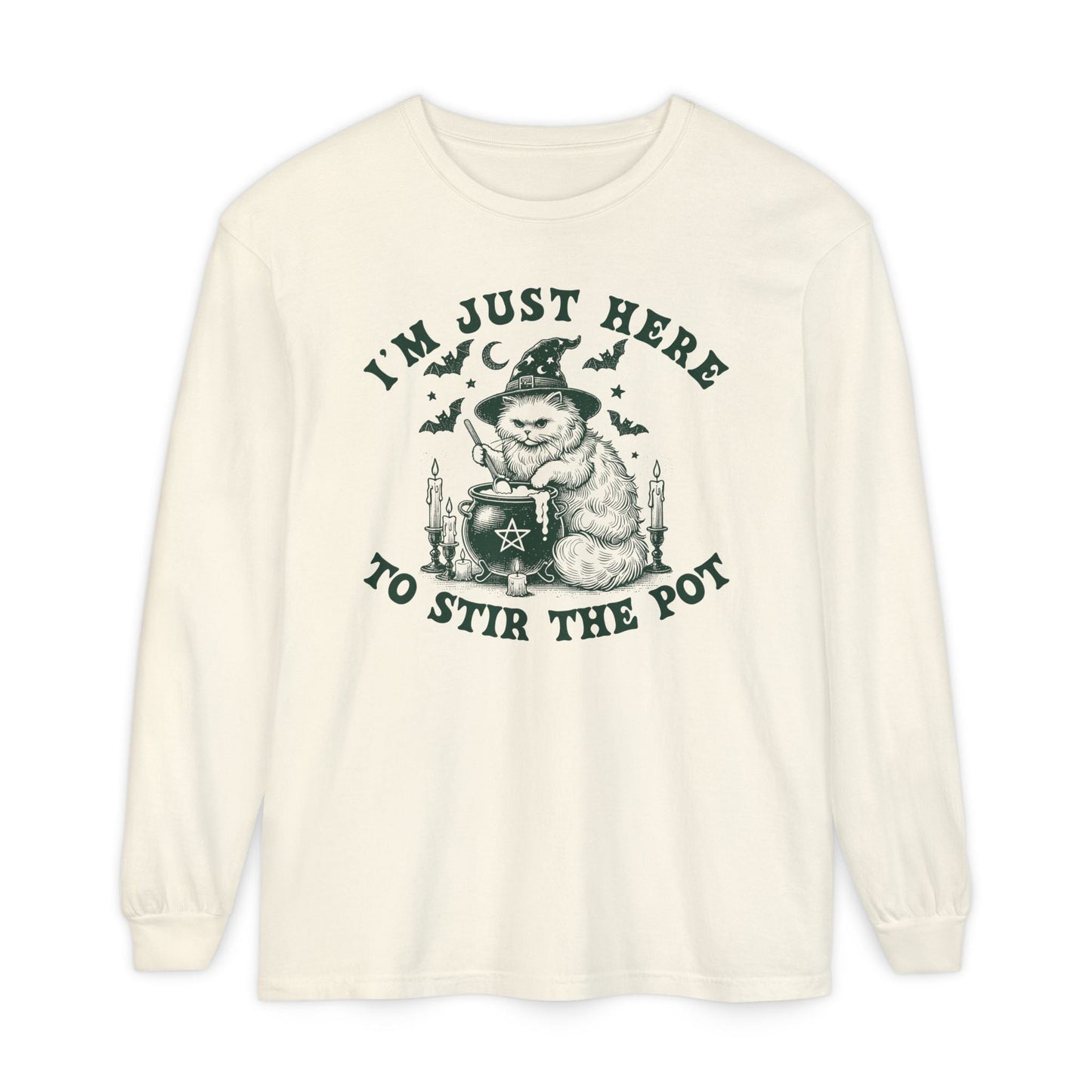 Cozy Witchy Long Sleeve T-Shirt, Halloween Tee, Gift for Friends, Unisex Graphic Shirt, Fun Casual Wear, Magical Humor Apparel - Shirt Happens Graphics
