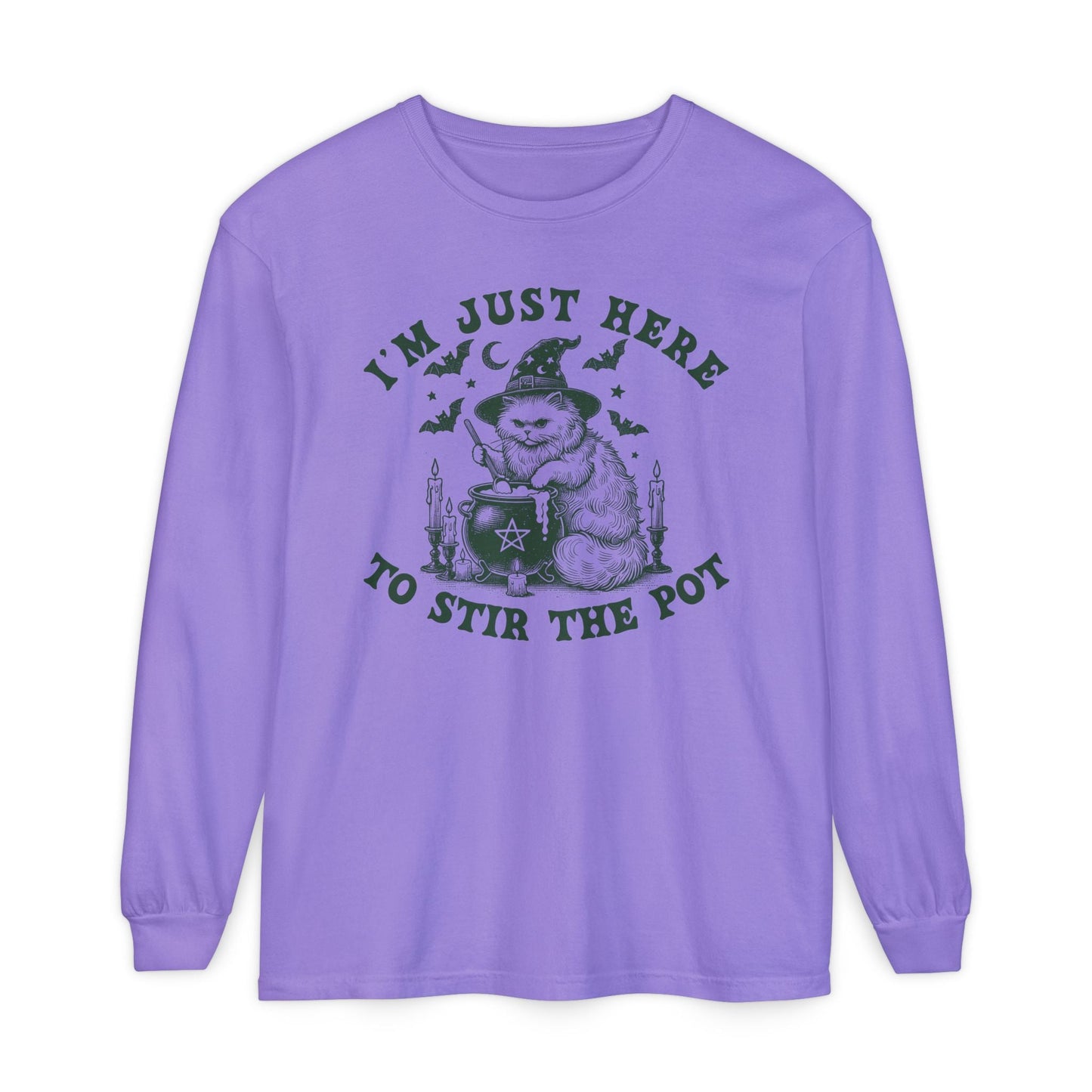 Cozy Witchy Long Sleeve T-Shirt, Halloween Tee, Gift for Friends, Unisex Graphic Shirt, Fun Casual Wear, Magical Humor Apparel - Shirt Happens Graphics