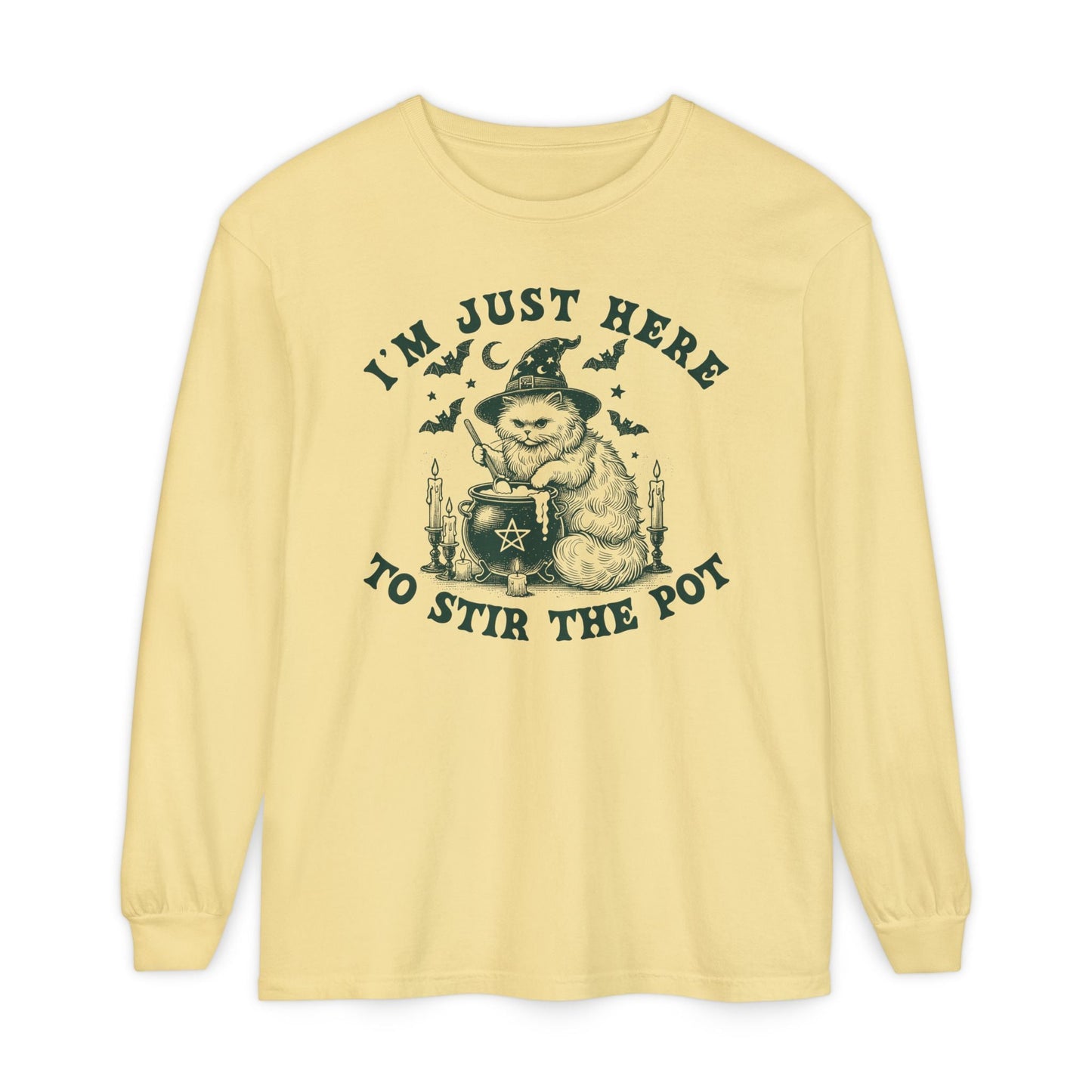 Cozy Witchy Long Sleeve T-Shirt, Halloween Tee, Gift for Friends, Unisex Graphic Shirt, Fun Casual Wear, Magical Humor Apparel - Shirt Happens Graphics