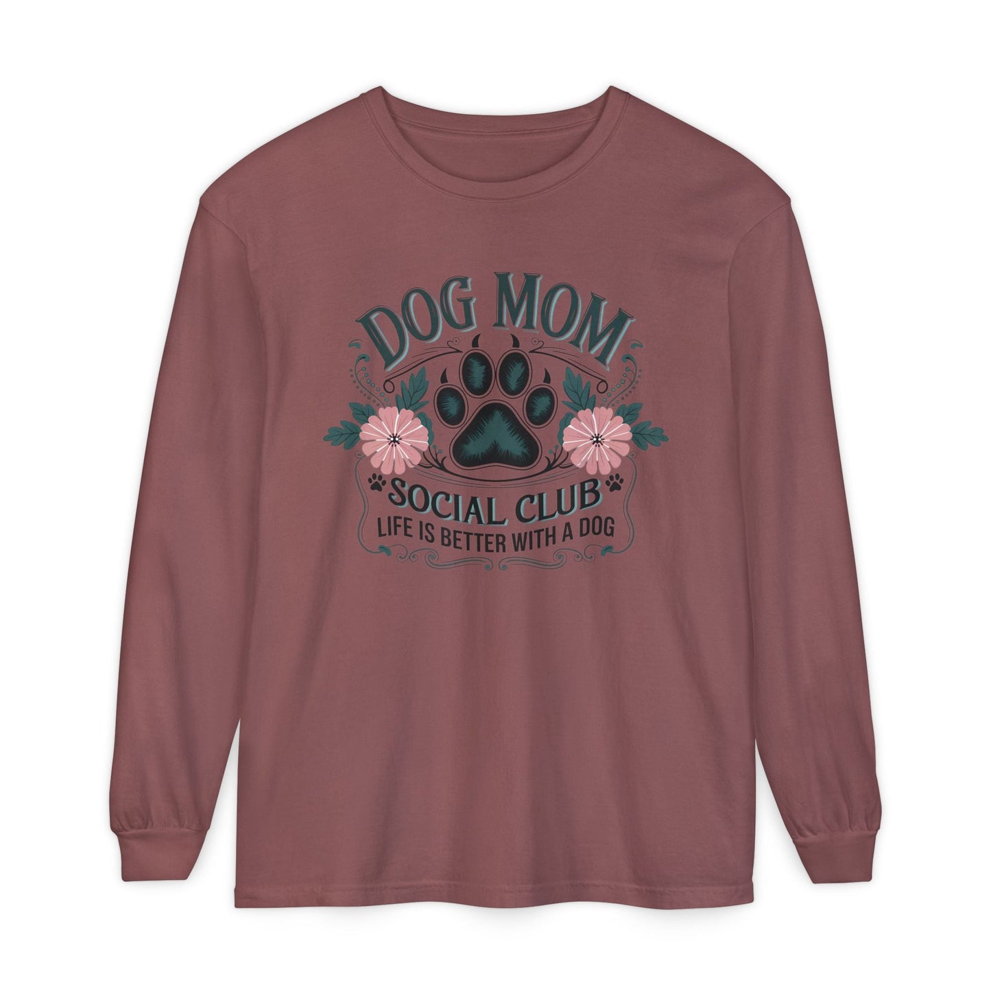 Dog Mom Long Sleeve T-Shirt, Pet Lover Apparel, Dog Lover Gift, Soft Cotton Tee, Cute Dog Mom Shirt, Birthday Gift for Dog Moms - Shirt Happens Graphics