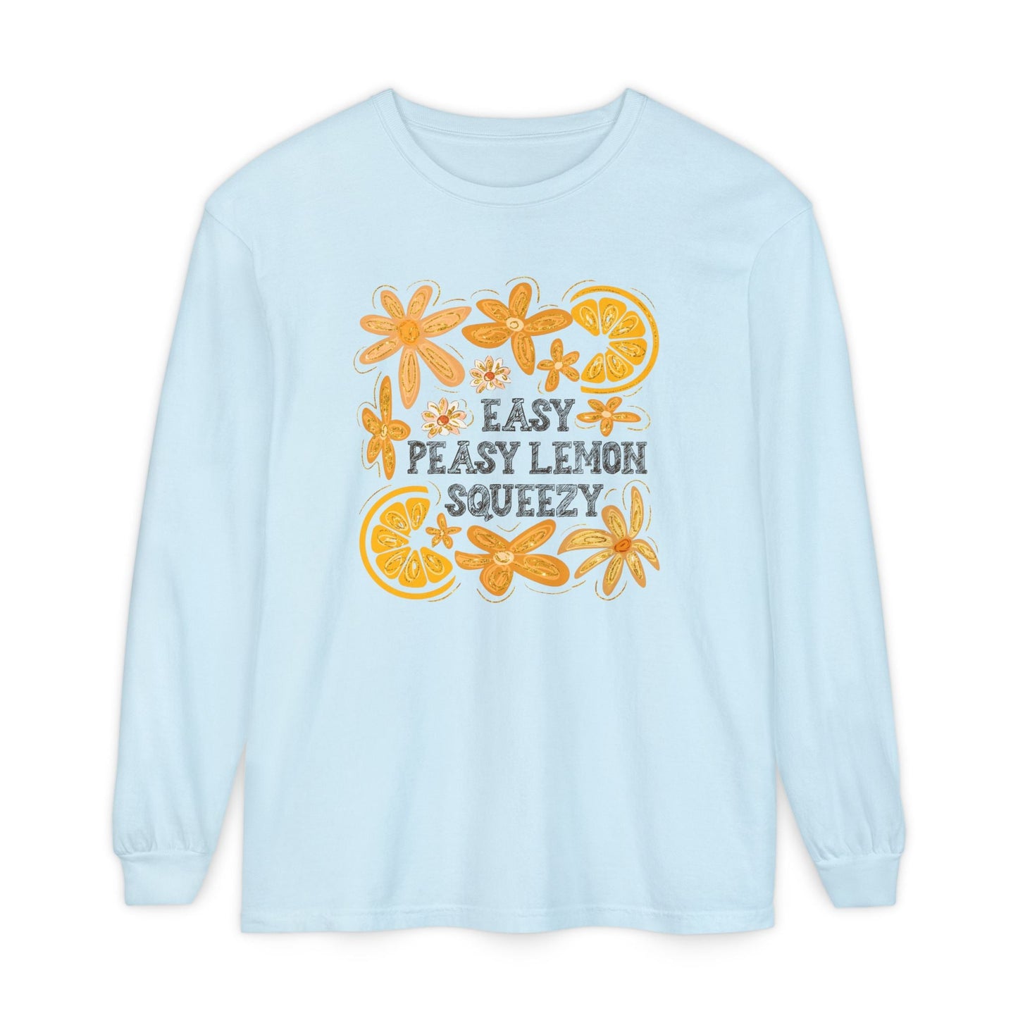 Easy Peasy Lemon Squeezy Long Sleeve T-Shirt, Unisex Apparel, Funny Graphic Tee, Gift for Citrus Lovers, Cozy Casual Wear - Shirt Happens Graphics