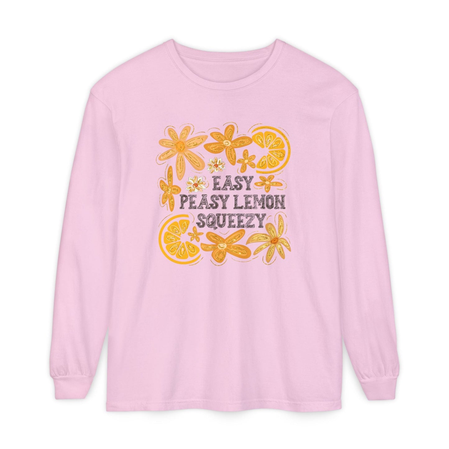 Easy Peasy Lemon Squeezy Long Sleeve T-Shirt, Unisex Apparel, Funny Graphic Tee, Gift for Citrus Lovers, Cozy Casual Wear - Shirt Happens Graphics