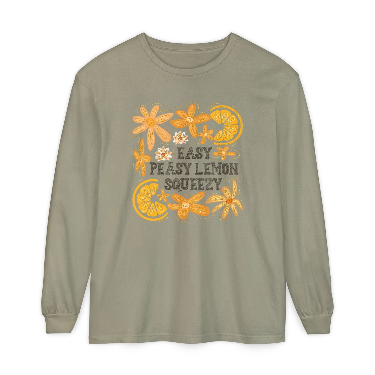 Easy Peasy Lemon Squeezy Long Sleeve T-Shirt, Unisex Apparel, Funny Graphic Tee, Gift for Citrus Lovers, Cozy Casual Wear - Shirt Happens Graphics