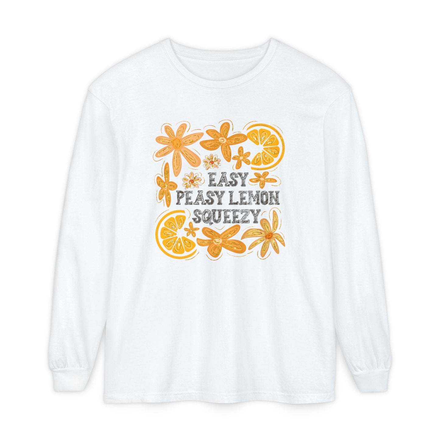 Easy Peasy Lemon Squeezy Long Sleeve T-Shirt, Unisex Apparel, Funny Graphic Tee, Gift for Citrus Lovers, Cozy Casual Wear - Shirt Happens Graphics