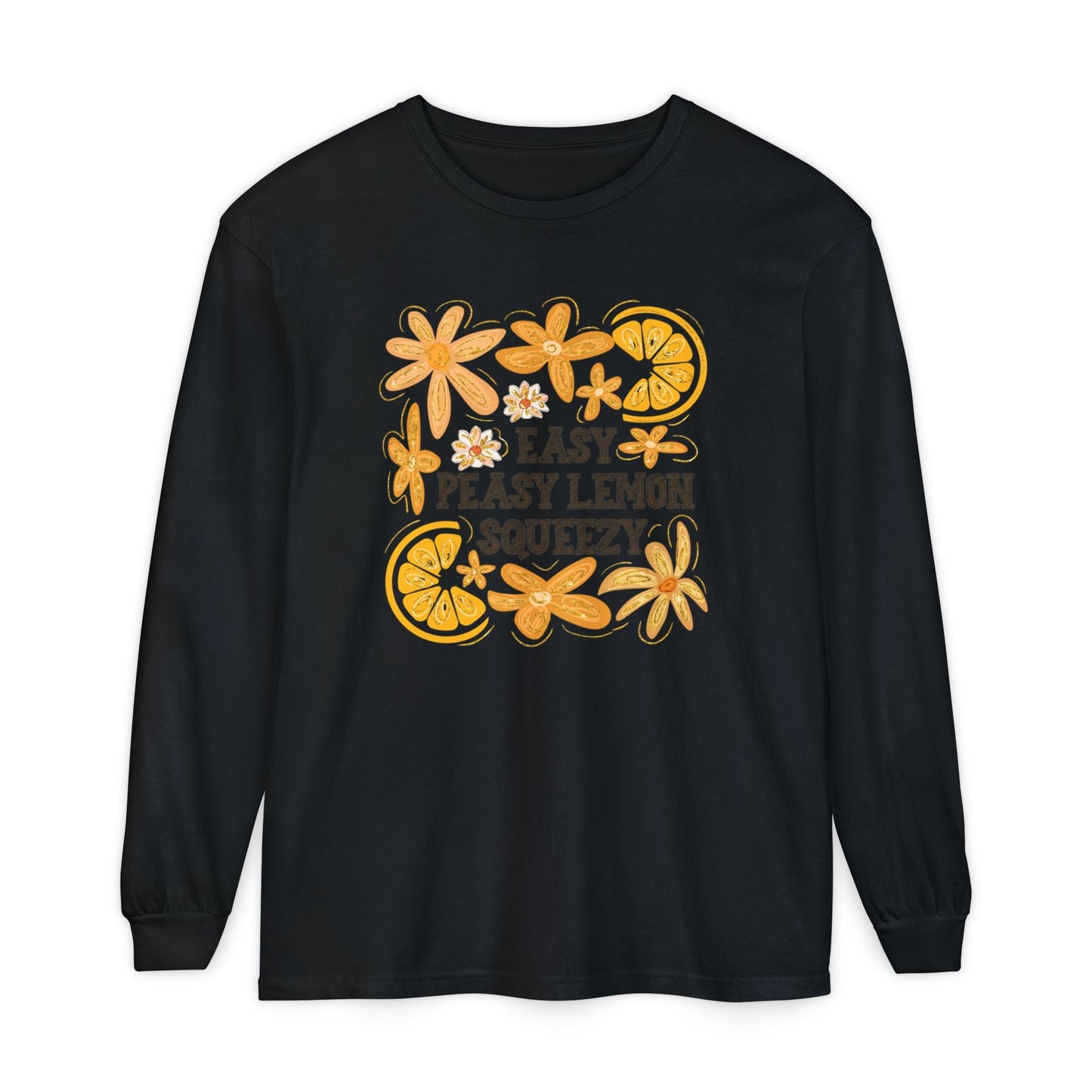 Easy Peasy Lemon Squeezy Long Sleeve T-Shirt, Unisex Apparel, Funny Graphic Tee, Gift for Citrus Lovers, Cozy Casual Wear - Shirt Happens Graphics
