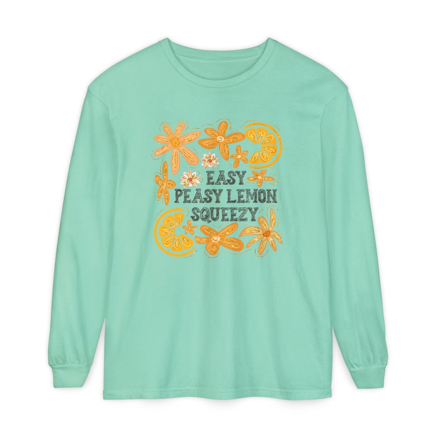 Easy Peasy Lemon Squeezy Long Sleeve T-Shirt, Unisex Apparel, Funny Graphic Tee, Gift for Citrus Lovers, Cozy Casual Wear - Shirt Happens Graphics