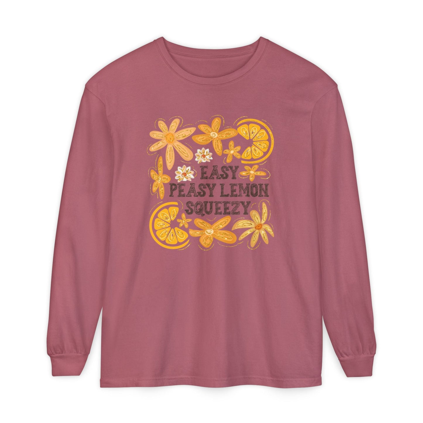 Easy Peasy Lemon Squeezy Long Sleeve T-Shirt, Unisex Apparel, Funny Graphic Tee, Gift for Citrus Lovers, Cozy Casual Wear - Shirt Happens Graphics