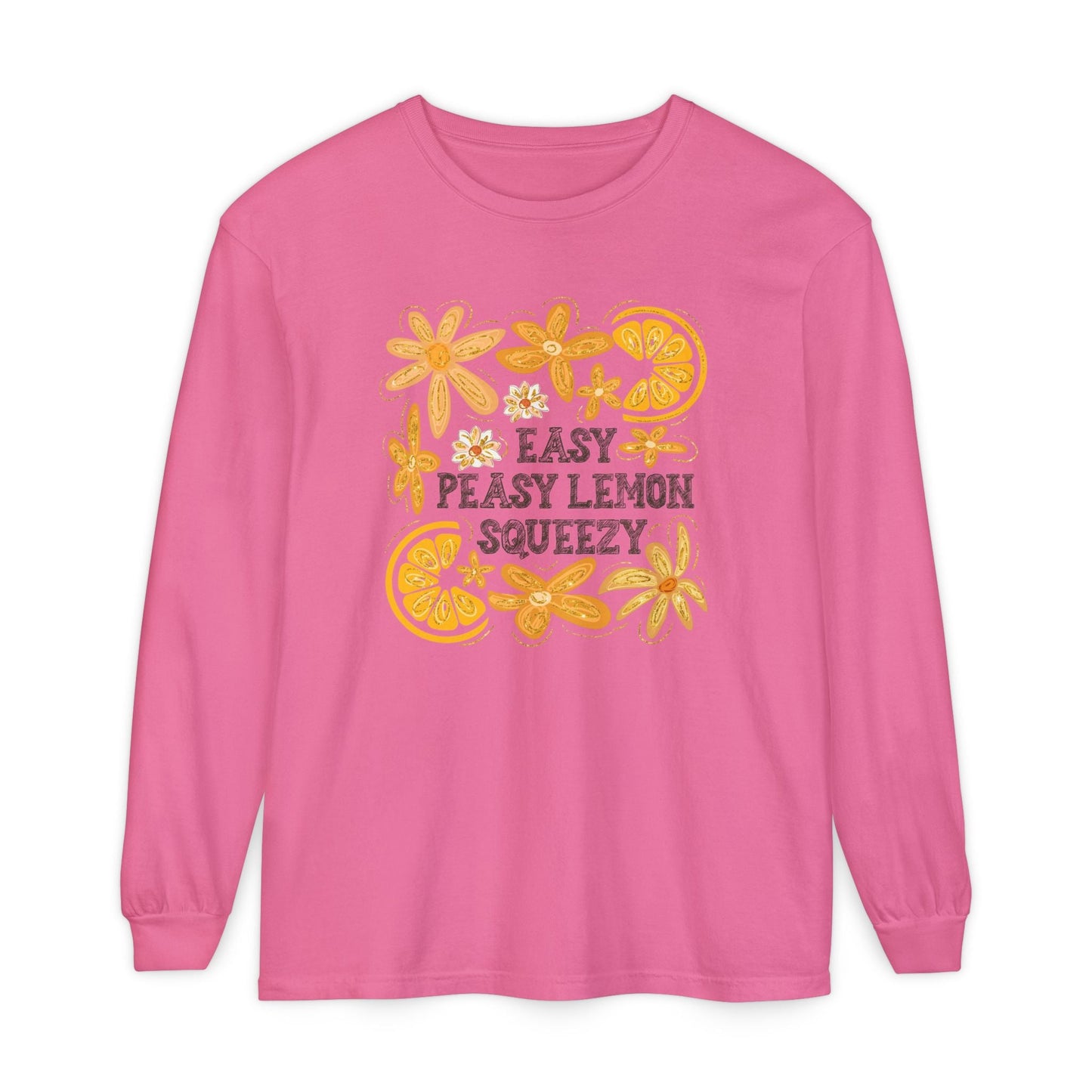 Easy Peasy Lemon Squeezy Long Sleeve T-Shirt, Unisex Apparel, Funny Graphic Tee, Gift for Citrus Lovers, Cozy Casual Wear - Shirt Happens Graphics