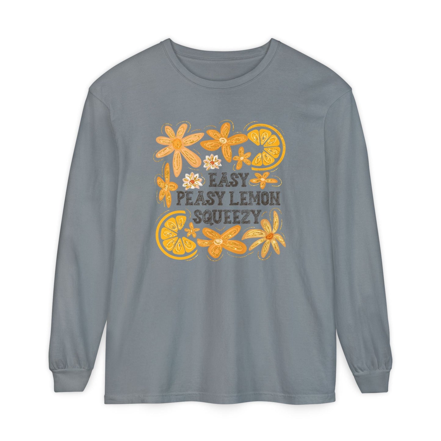 Easy Peasy Lemon Squeezy Long Sleeve T-Shirt, Unisex Apparel, Funny Graphic Tee, Gift for Citrus Lovers, Cozy Casual Wear - Shirt Happens Graphics