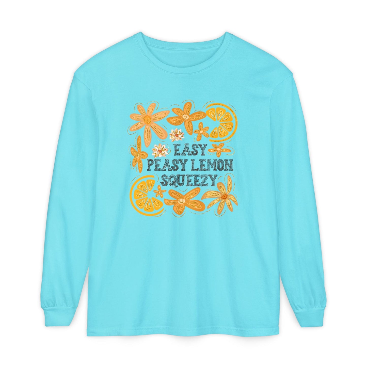 Easy Peasy Lemon Squeezy Long Sleeve T-Shirt, Unisex Apparel, Funny Graphic Tee, Gift for Citrus Lovers, Cozy Casual Wear - Shirt Happens Graphics