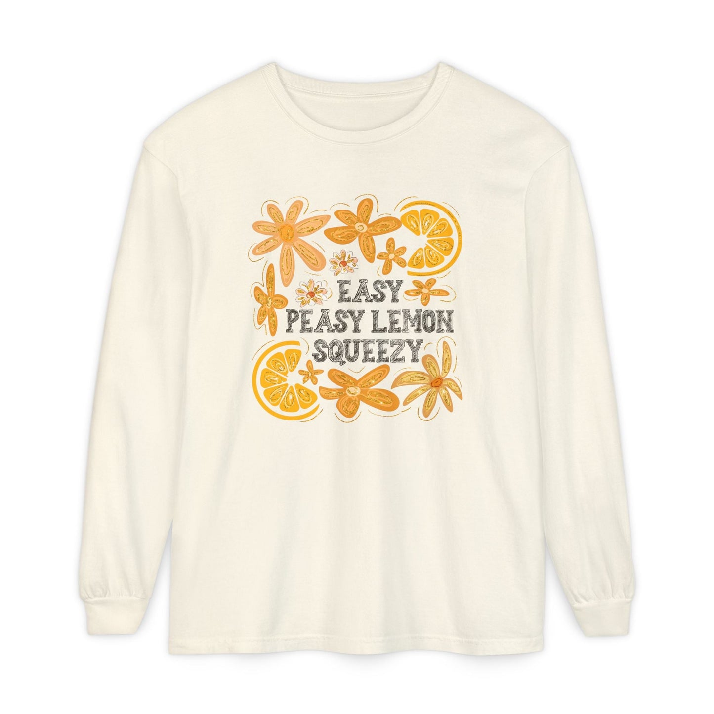 Easy Peasy Lemon Squeezy Long Sleeve T-Shirt, Unisex Apparel, Funny Graphic Tee, Gift for Citrus Lovers, Cozy Casual Wear - Shirt Happens Graphics