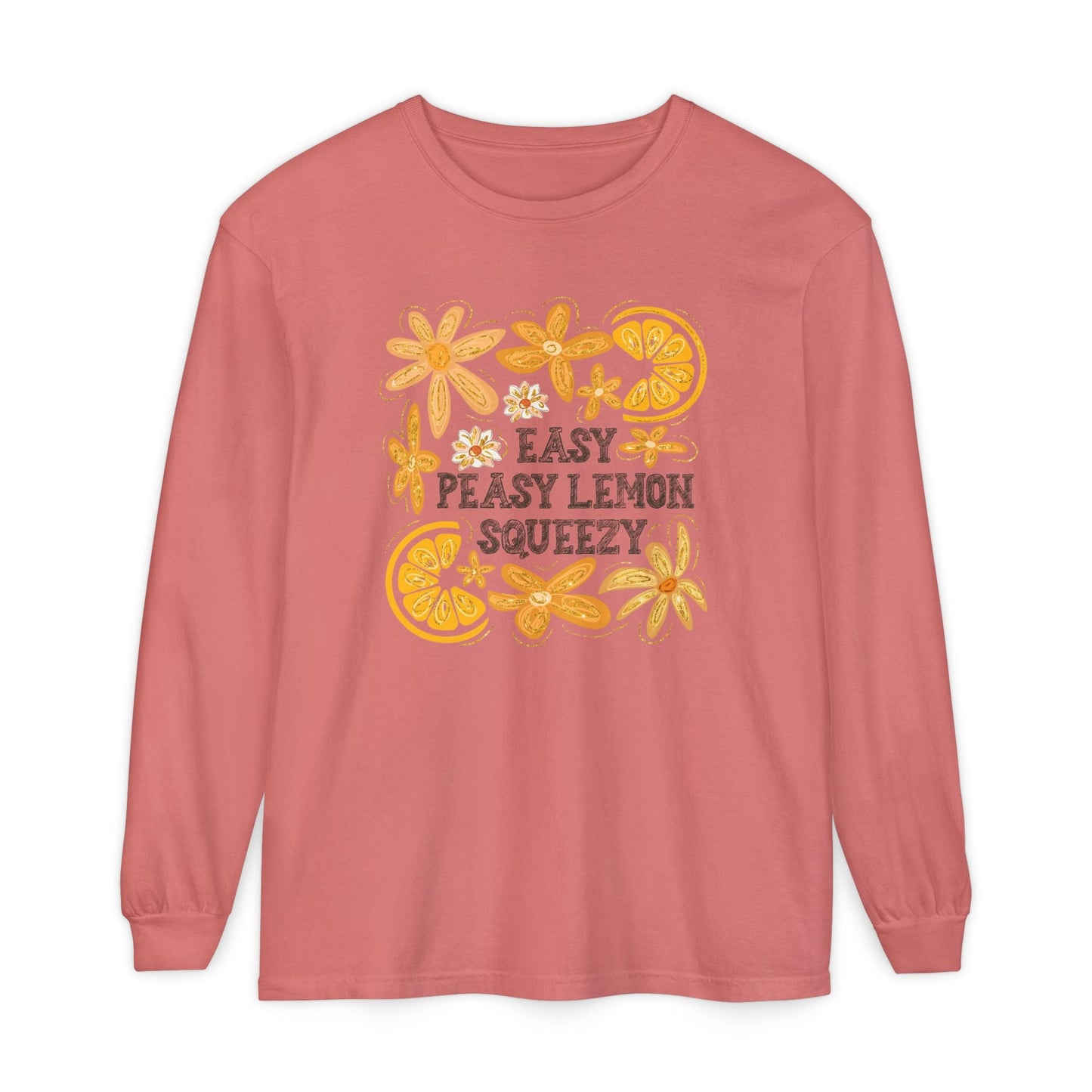 Easy Peasy Lemon Squeezy Long Sleeve T-Shirt, Unisex Apparel, Funny Graphic Tee, Gift for Citrus Lovers, Cozy Casual Wear - Shirt Happens Graphics