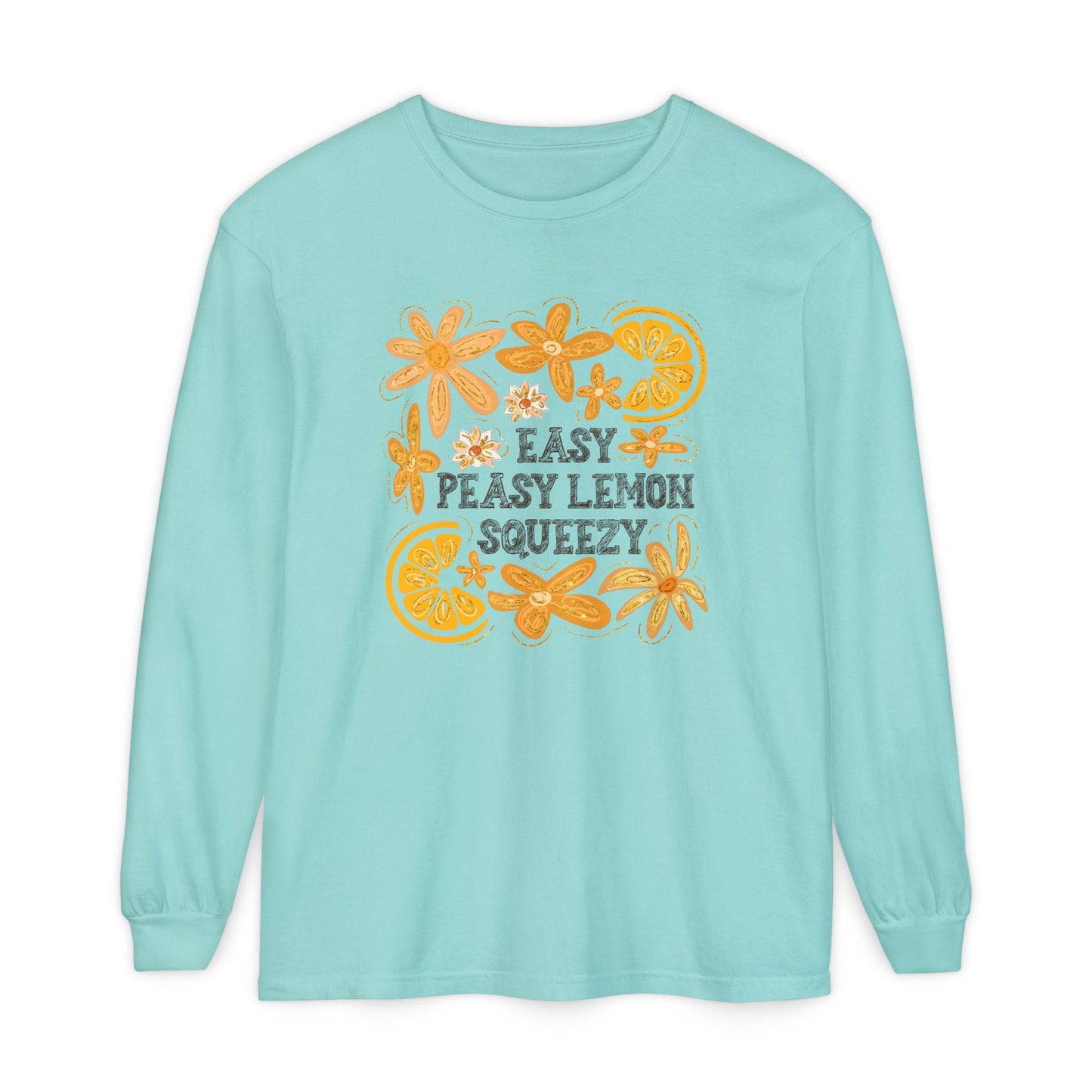 Easy Peasy Lemon Squeezy Long Sleeve T-Shirt, Unisex Apparel, Funny Graphic Tee, Gift for Citrus Lovers, Cozy Casual Wear - Shirt Happens Graphics