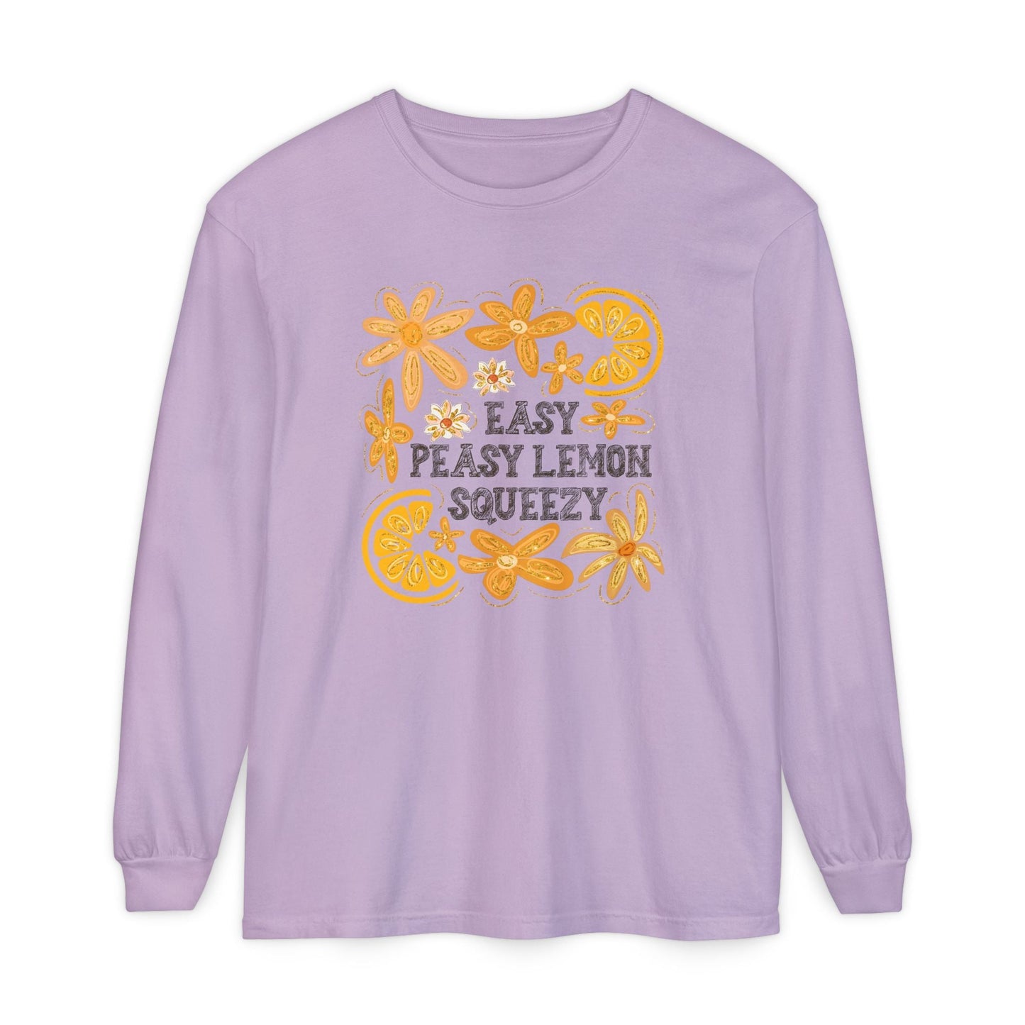 Easy Peasy Lemon Squeezy Long Sleeve T-Shirt, Unisex Apparel, Funny Graphic Tee, Gift for Citrus Lovers, Cozy Casual Wear - Shirt Happens Graphics