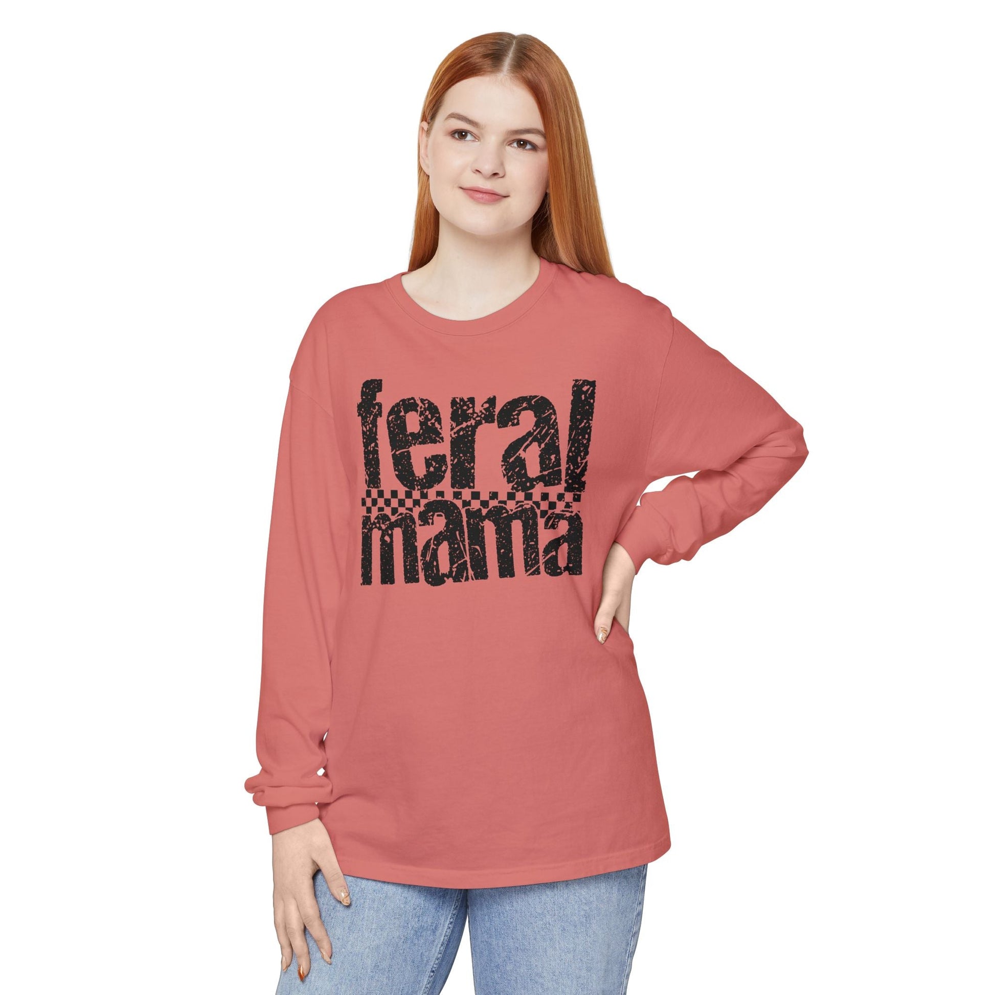 Feral Mama Long Sleeve T-Shirt - Stylish Casual Wear, Great for Moms, Gifts for Mother's Day, Birthday Apparel, Everyday Comfort - Shirt Happens Graphics