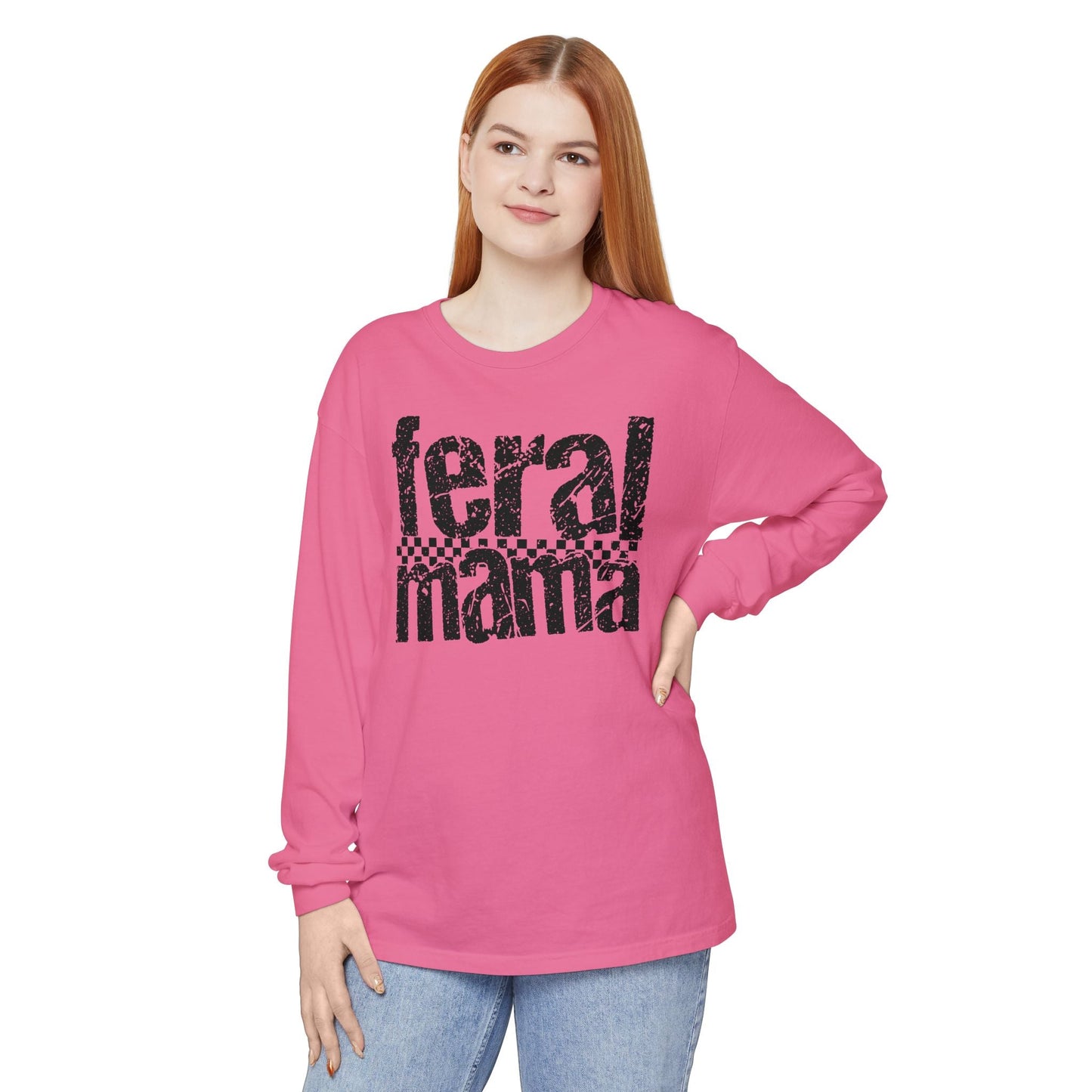 Feral Mama Long Sleeve T-Shirt - Stylish Casual Wear, Great for Moms, Gifts for Mother's Day, Birthday Apparel, Everyday Comfort - Shirt Happens Graphics