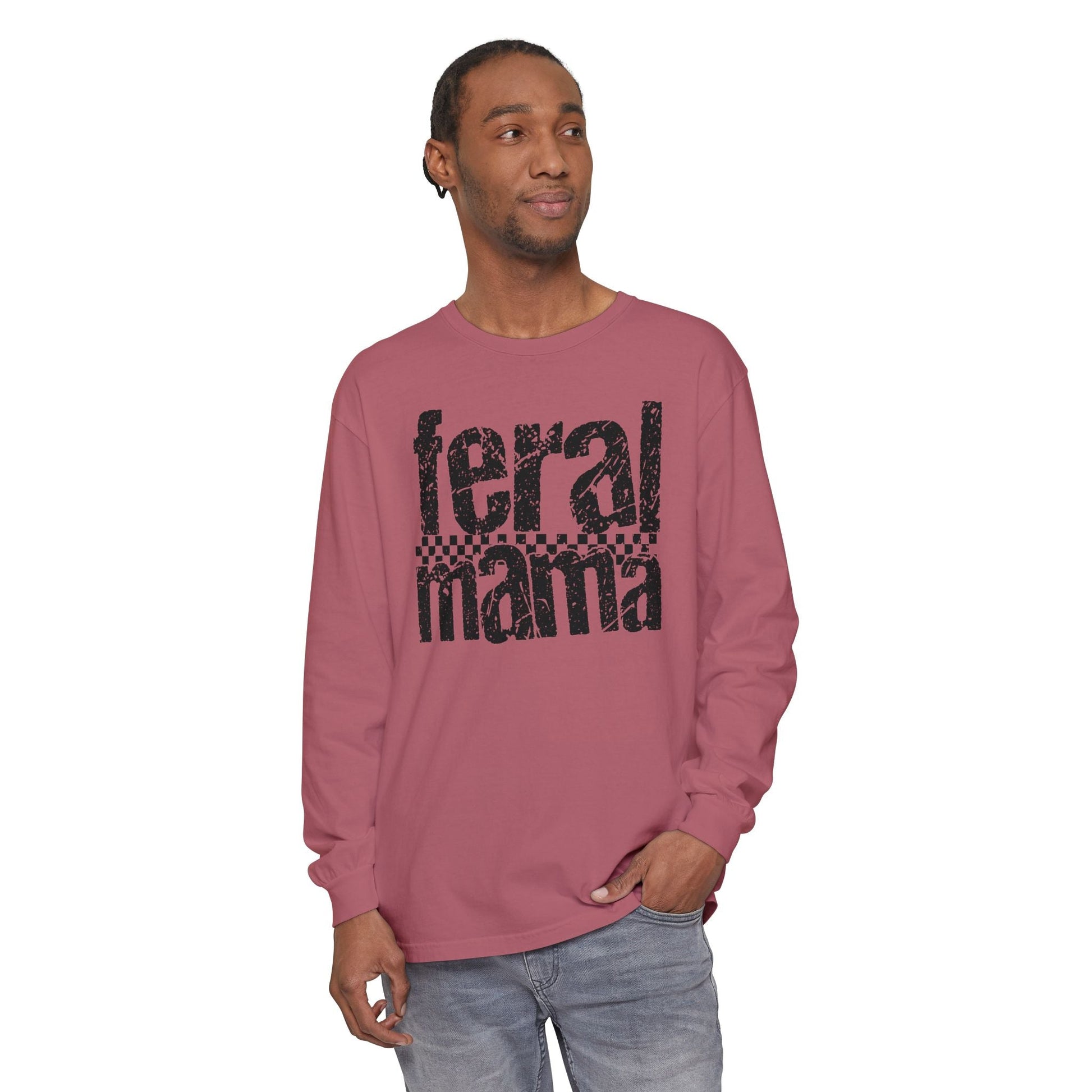 Feral Mama Long Sleeve T-Shirt - Stylish Casual Wear, Great for Moms, Gifts for Mother's Day, Birthday Apparel, Everyday Comfort - Shirt Happens Graphics